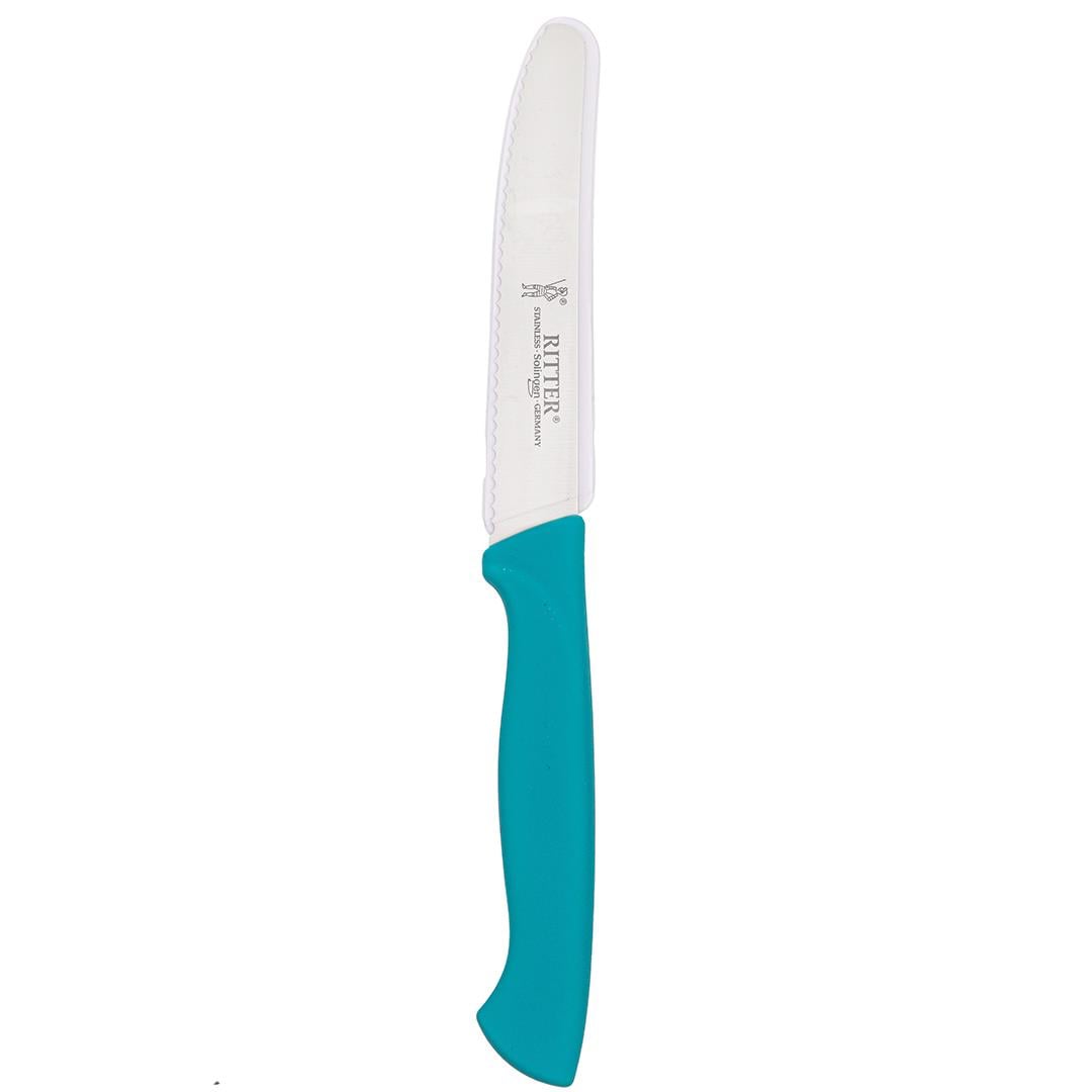 Solingen Turkuaz Sebze Bıçağı – Tırtıklı, 22 cm, Paslanmaz Alman Çeliği, Ergonomik Sap (Tekli)
