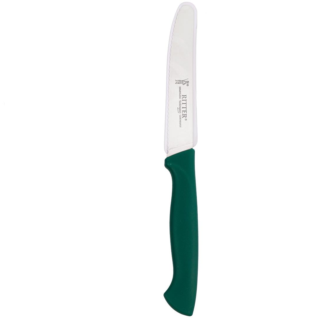 Solingen Yeşil Sebze Bıçağı – Tırtıklı, 22 cm, Paslanmaz Alman Çeliği, Ergonomik Sap (Tekli)