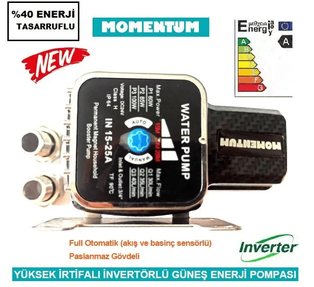 IN15-25A – 100 W İnvertörlü Sirkülasyon Pompası (24V / 220V)