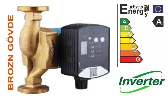 INP25-10BR – 10–60 W Bronz Gövdeli İnvertörlü Sirkülasyon Pompası (220V)