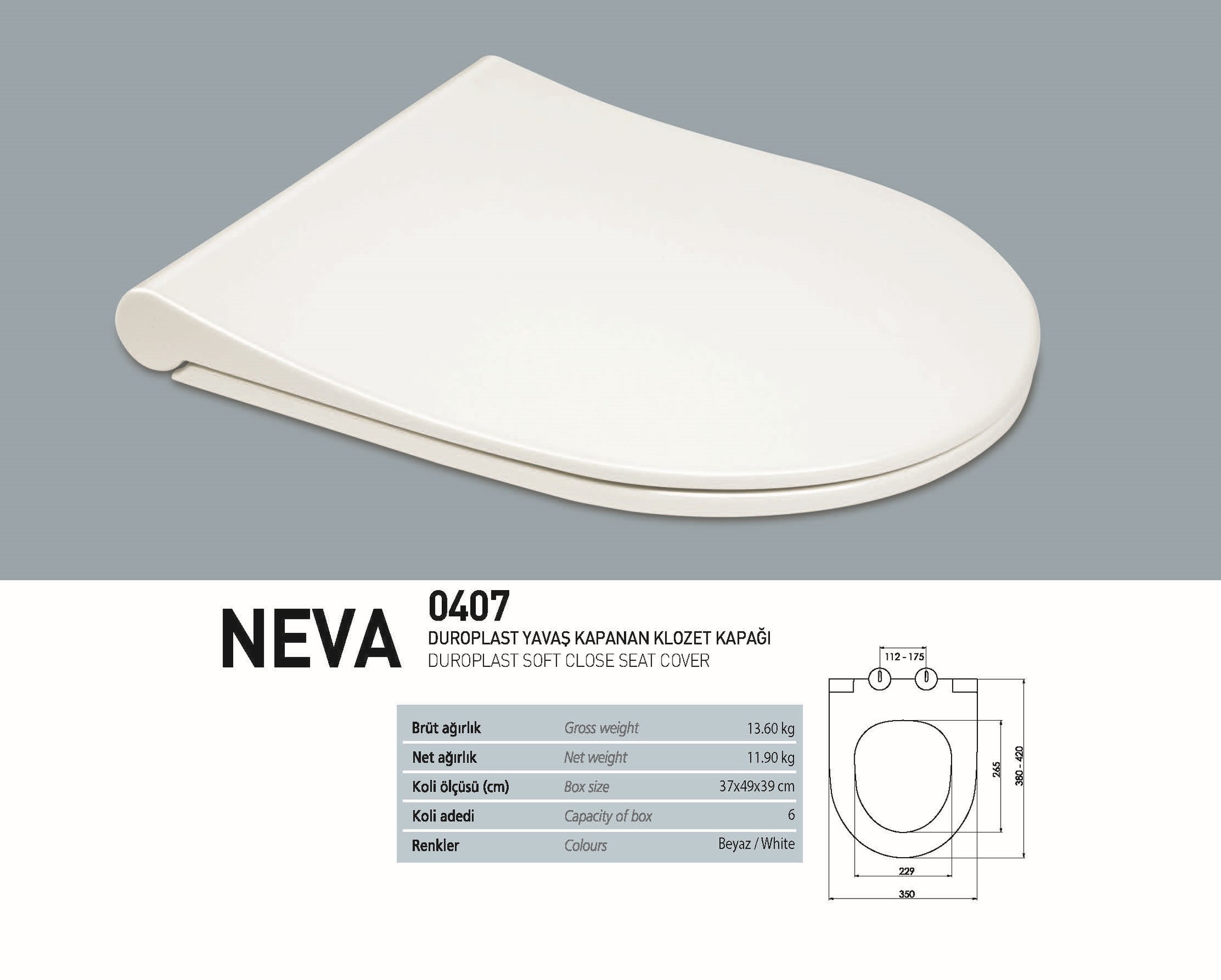 NKP Neva Yavaş Kapanan Klozet Kapağı Droplast