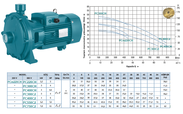 PC300CH 4 HP Temiz Su Hidrofor Pompası