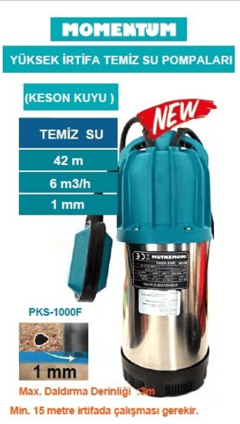 PKS-1000F – Yüksek İrtifalı Temiz Su Pompası (Keson Kuyu Uyumlu)