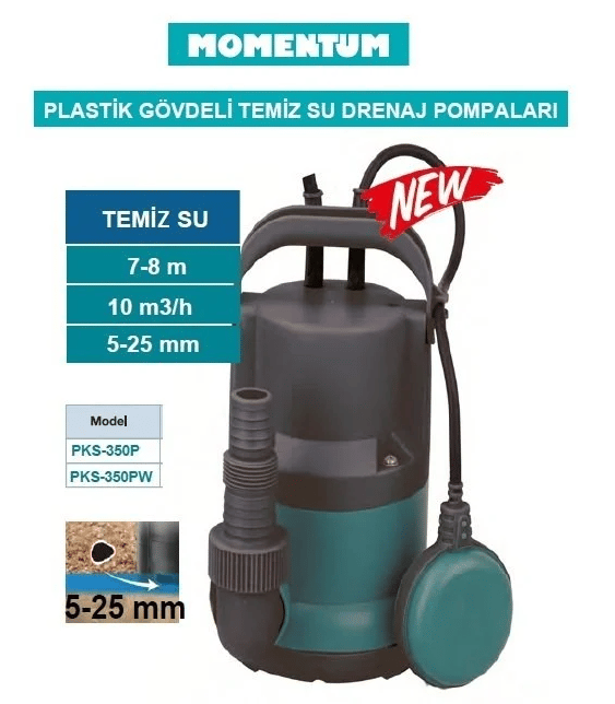 PKS-350P 400W Plastik Gövdeli Temiz Su Drenaj Pompası
