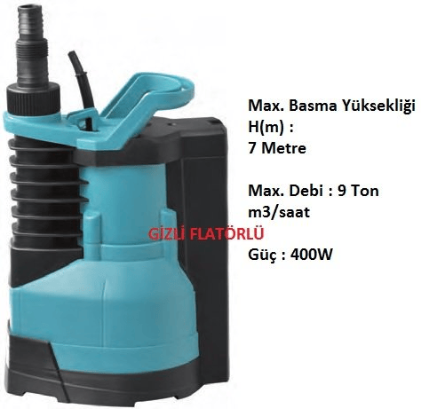 PKS-550LA 500W Gizli Flatörlü Temiz Su Drenaj Pompası