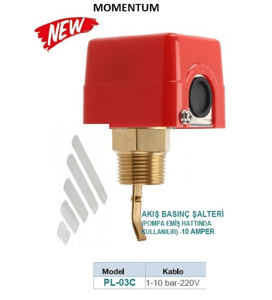 PL-03C – Yaylı Basınç Şalteri (3–10 bar / 220V)