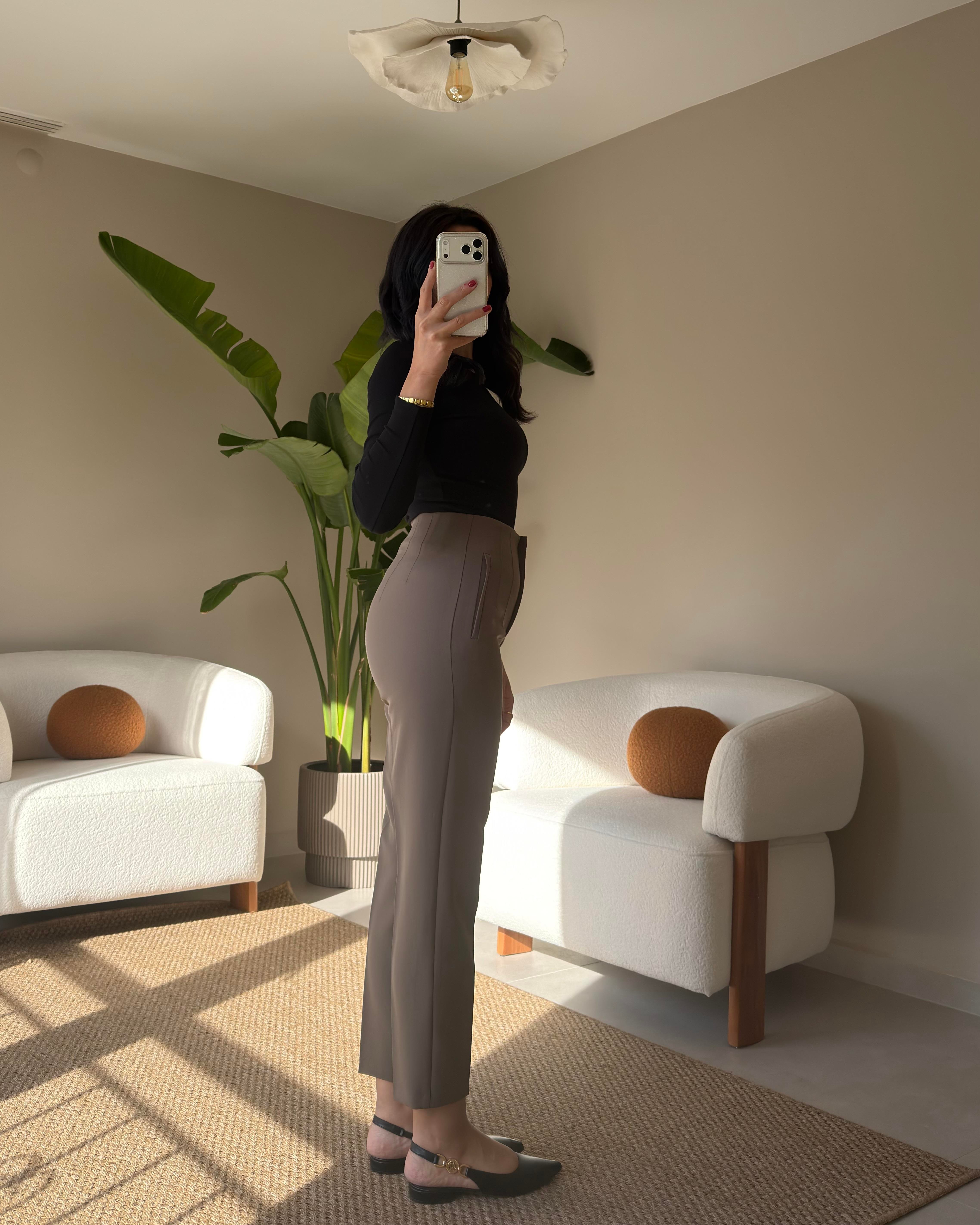 AÇIK KAHVE ÖNÜ PENSLİ PANTOLON