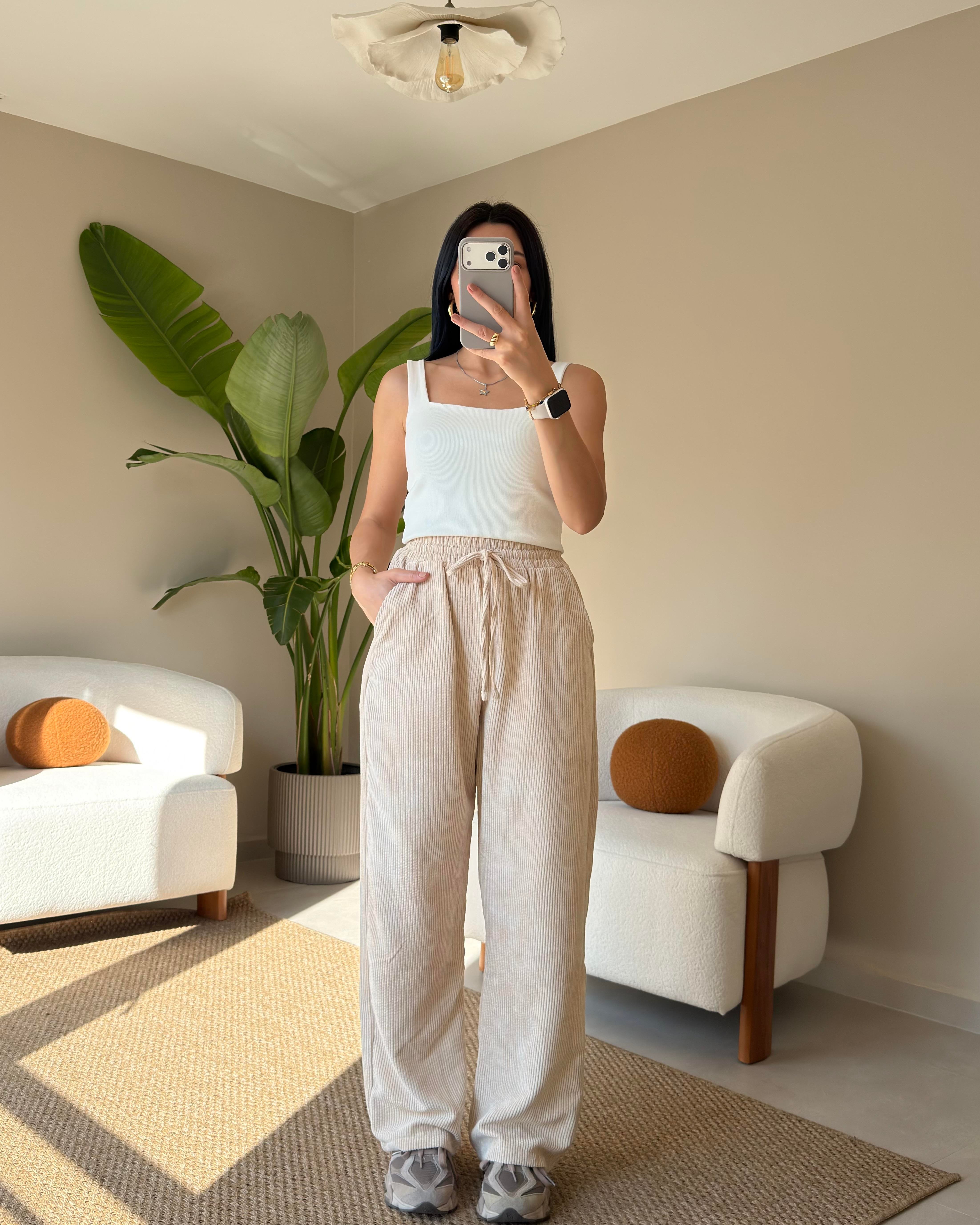 BEJ KADİFE PANTOLON