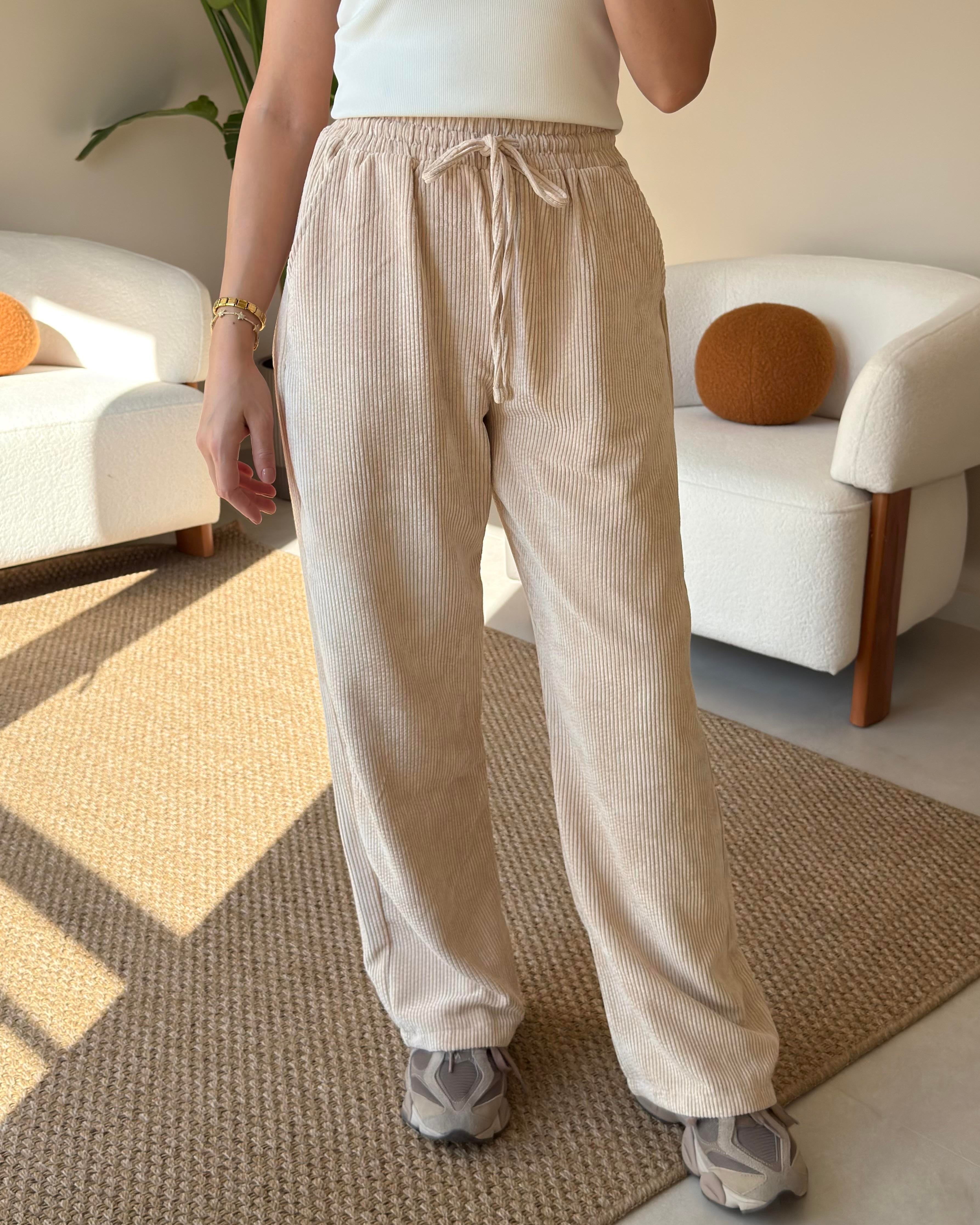 BEJ KADİFE PANTOLON