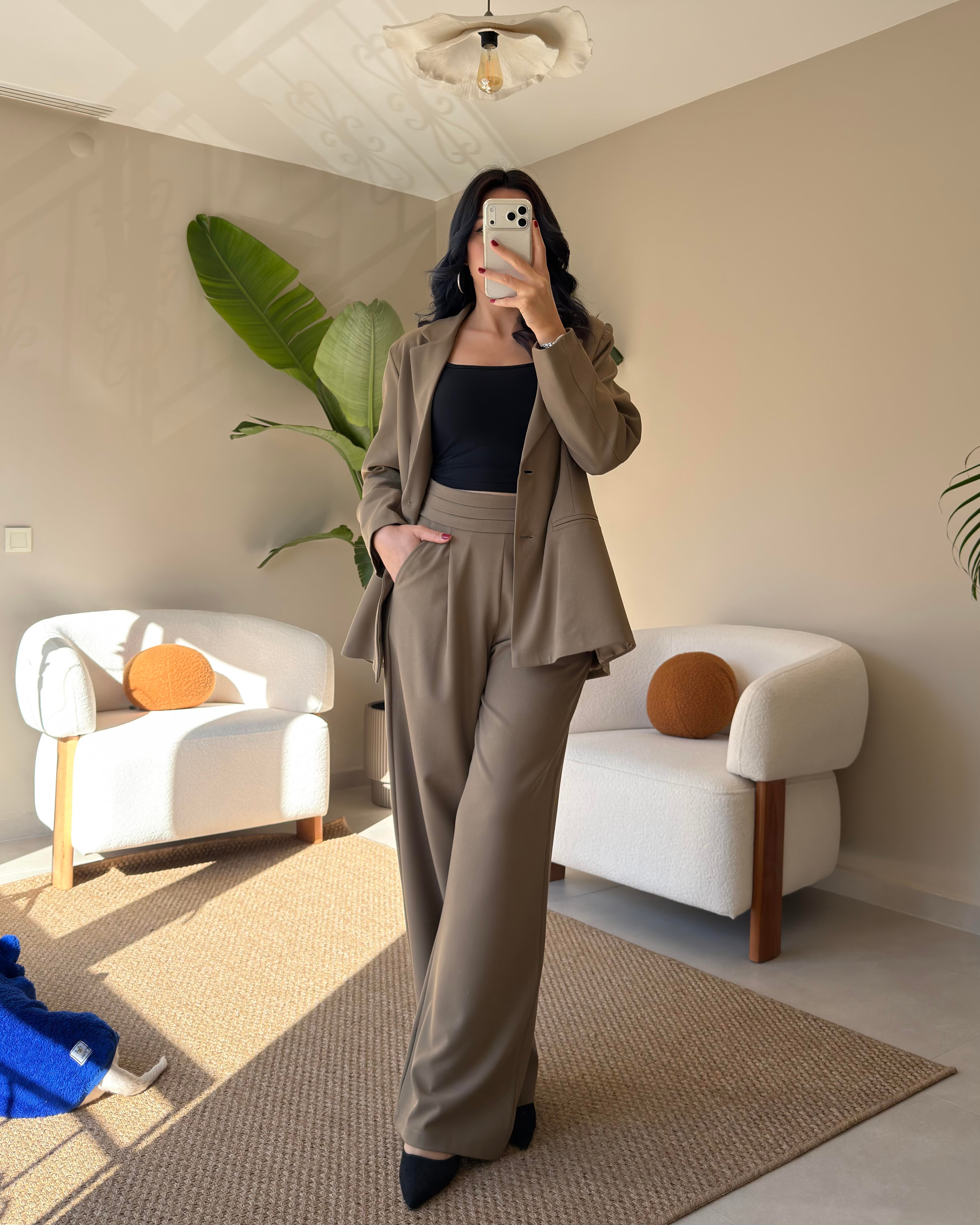HAKİ ÇİFT GOLD DÜĞMELİ BLAZER TAKIM