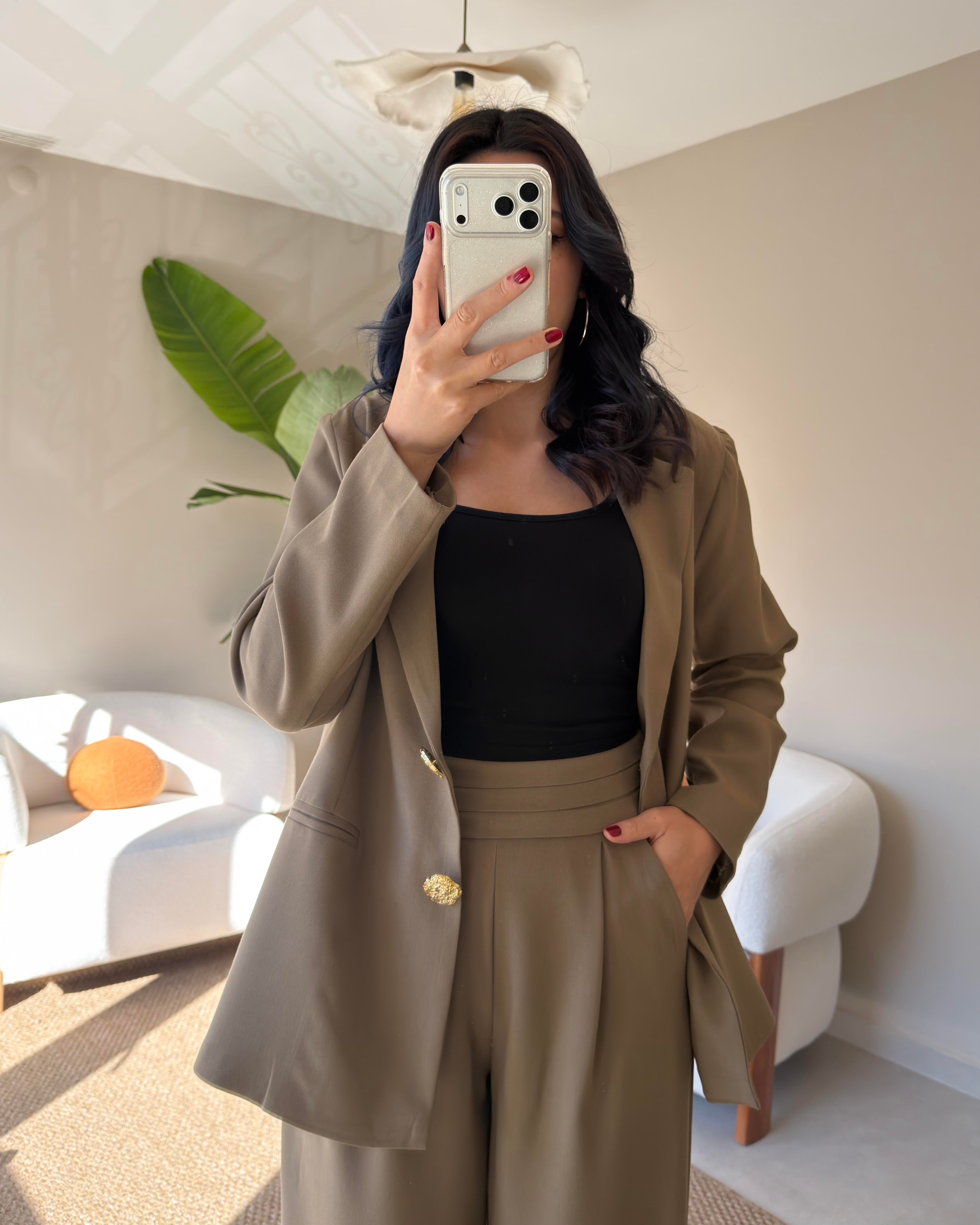 HAKİ ÇİFT GOLD DÜĞMELİ BLAZER TAKIM