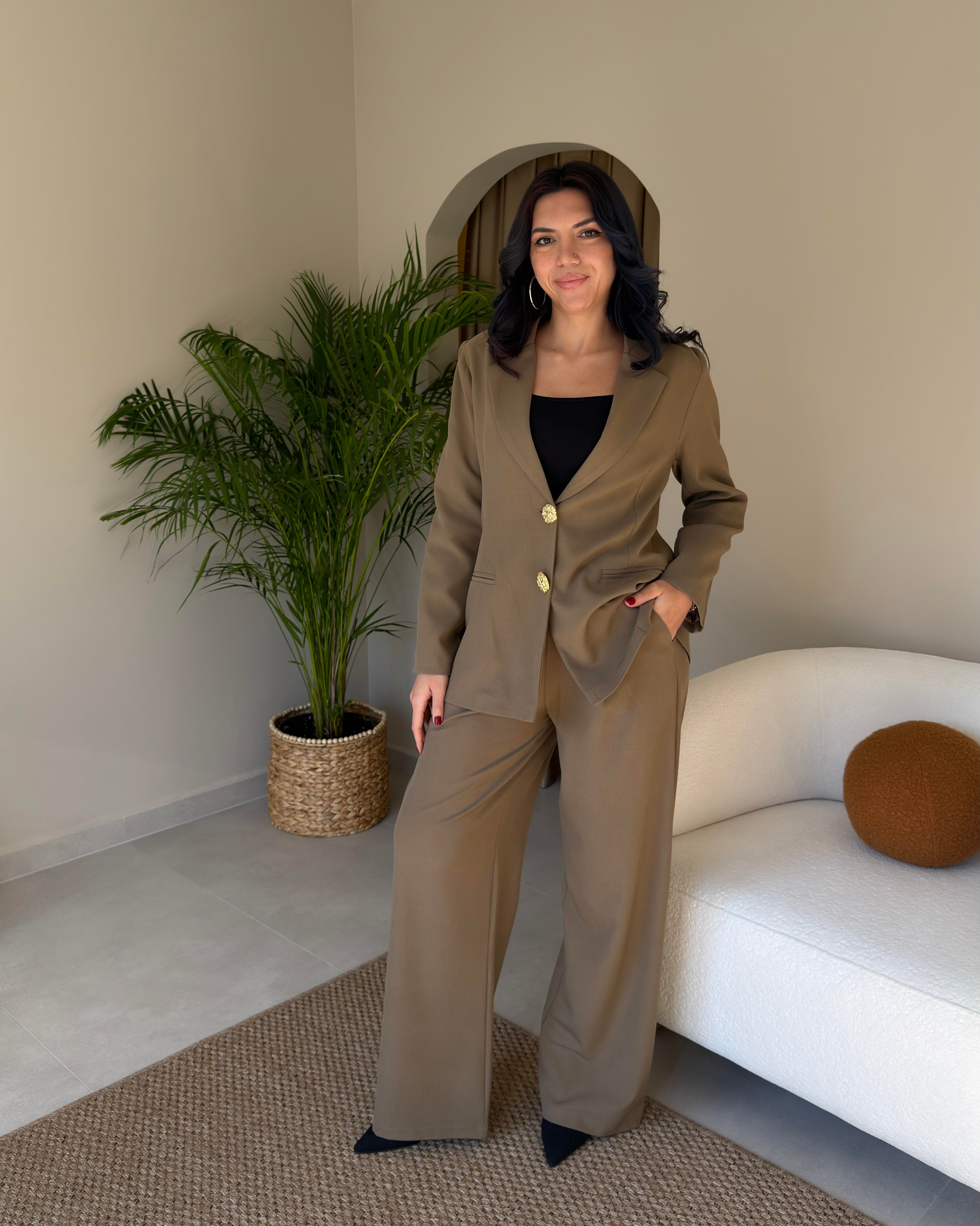 HAKİ ÇİFT GOLD DÜĞMELİ BLAZER TAKIM