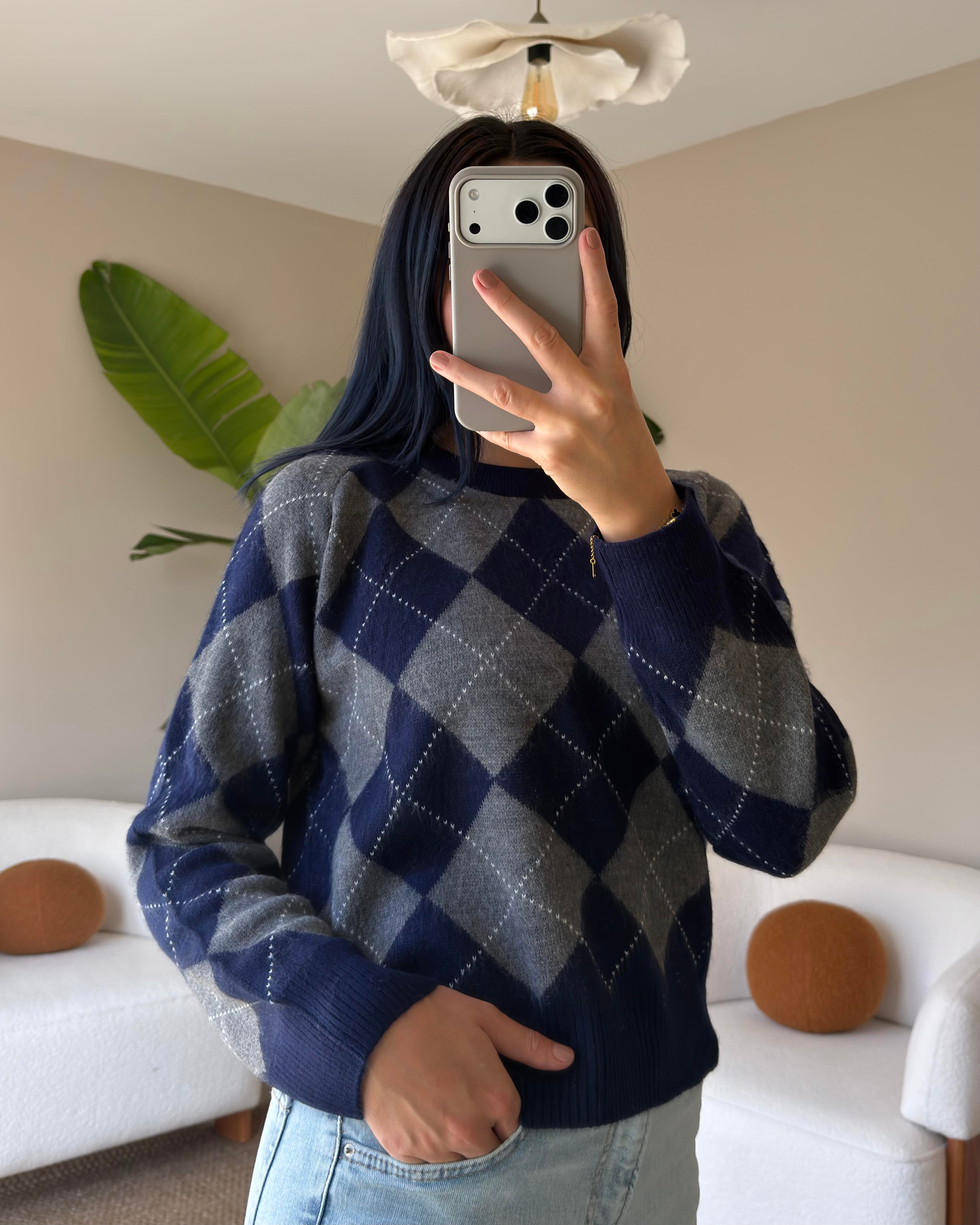 LACİVERT EKOSELİ KAZAK