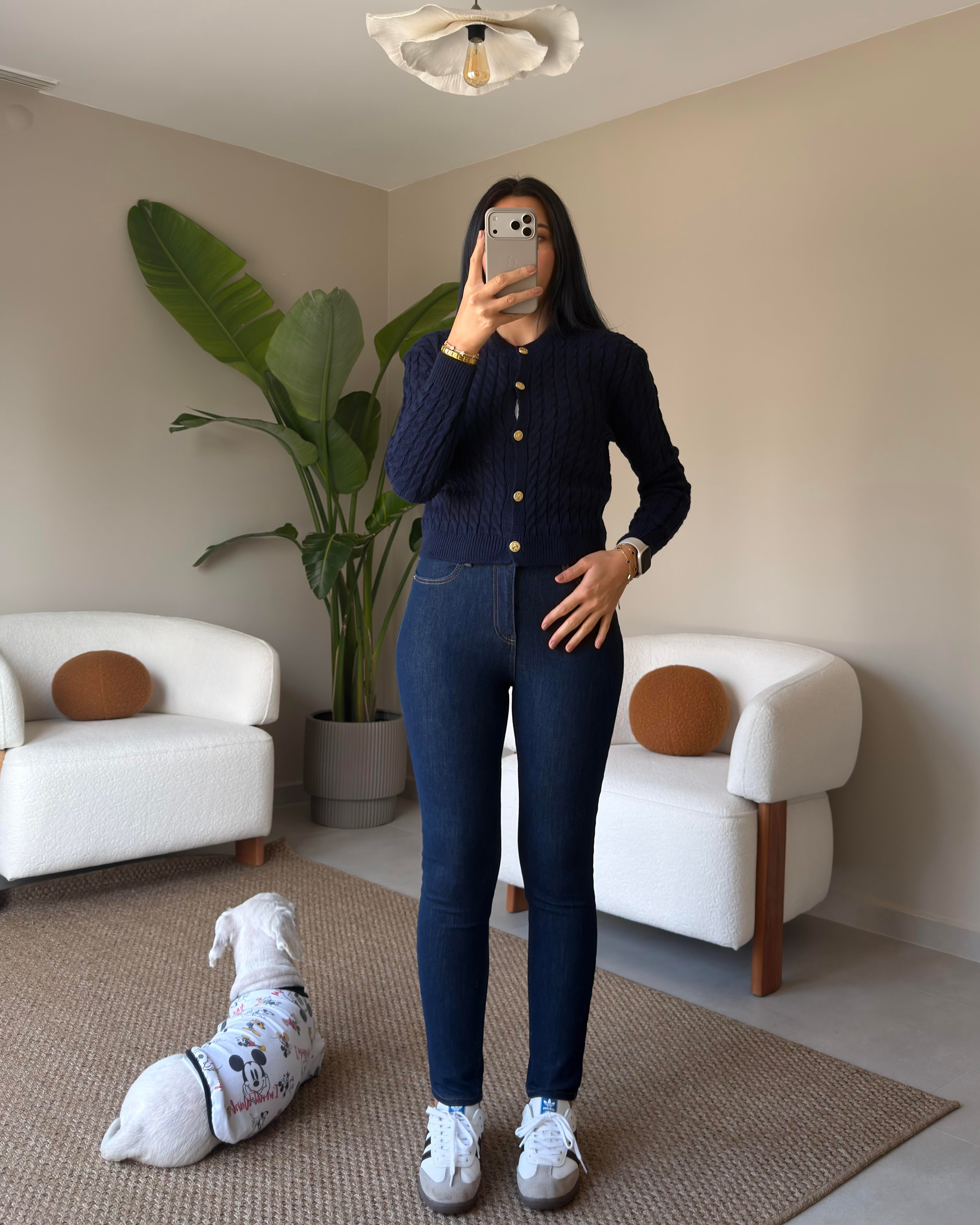 LACİVERT GOLD DÜĞMELİ ÖRGÜ HIRKA