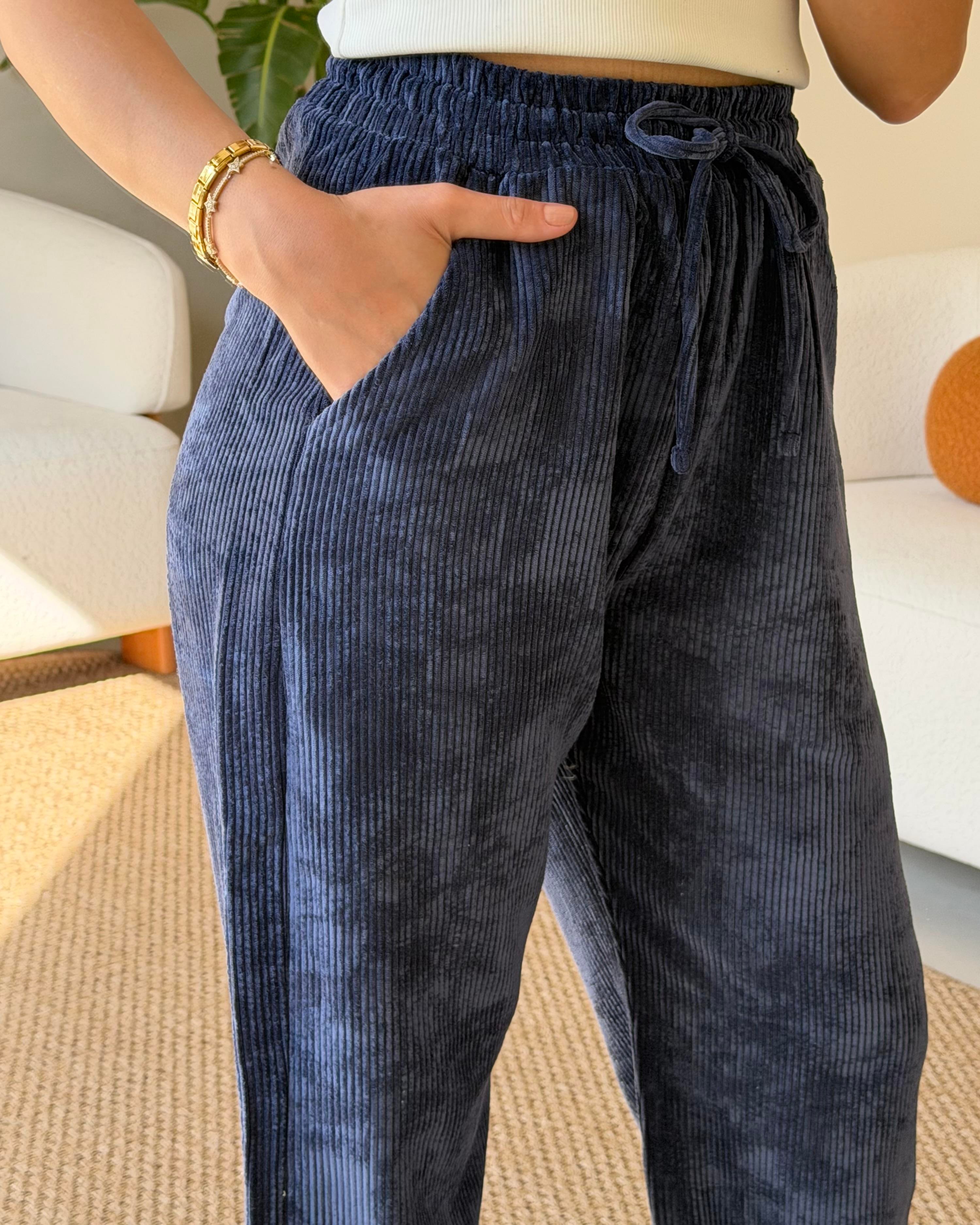 LACİVERT KADİFE PANTOLON