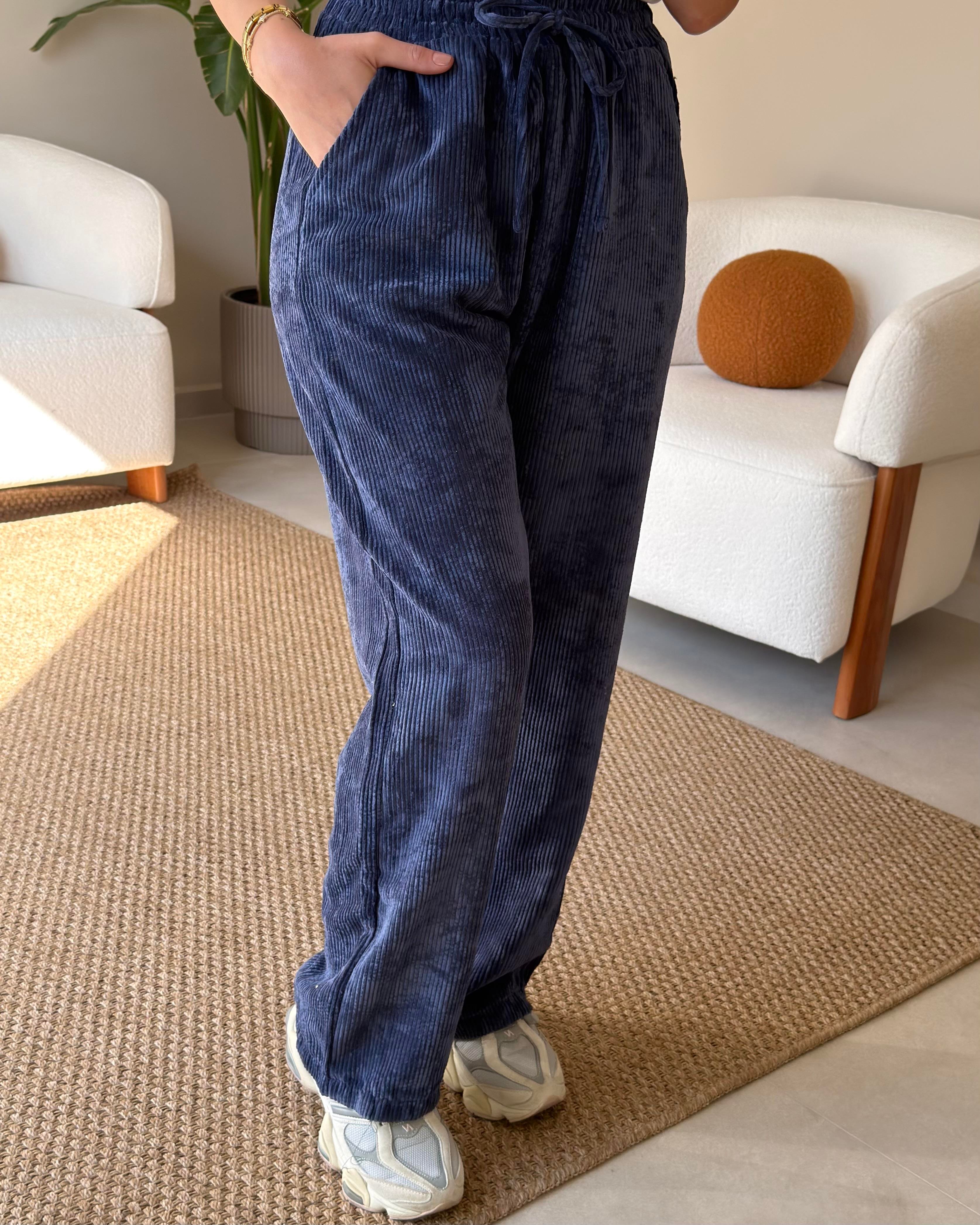 LACİVERT KADİFE PANTOLON