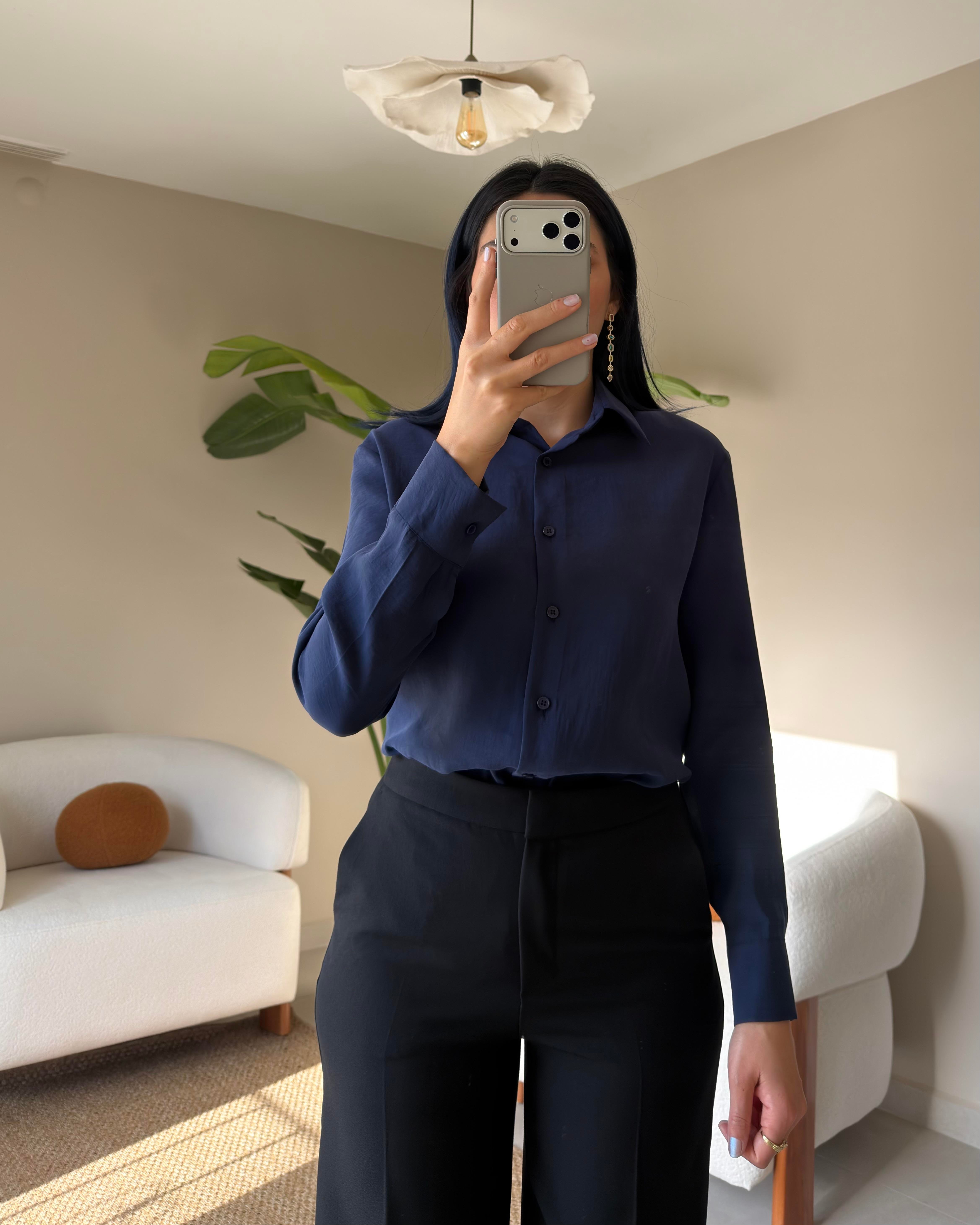 LACİVERT TENCEL GÖMLEK 