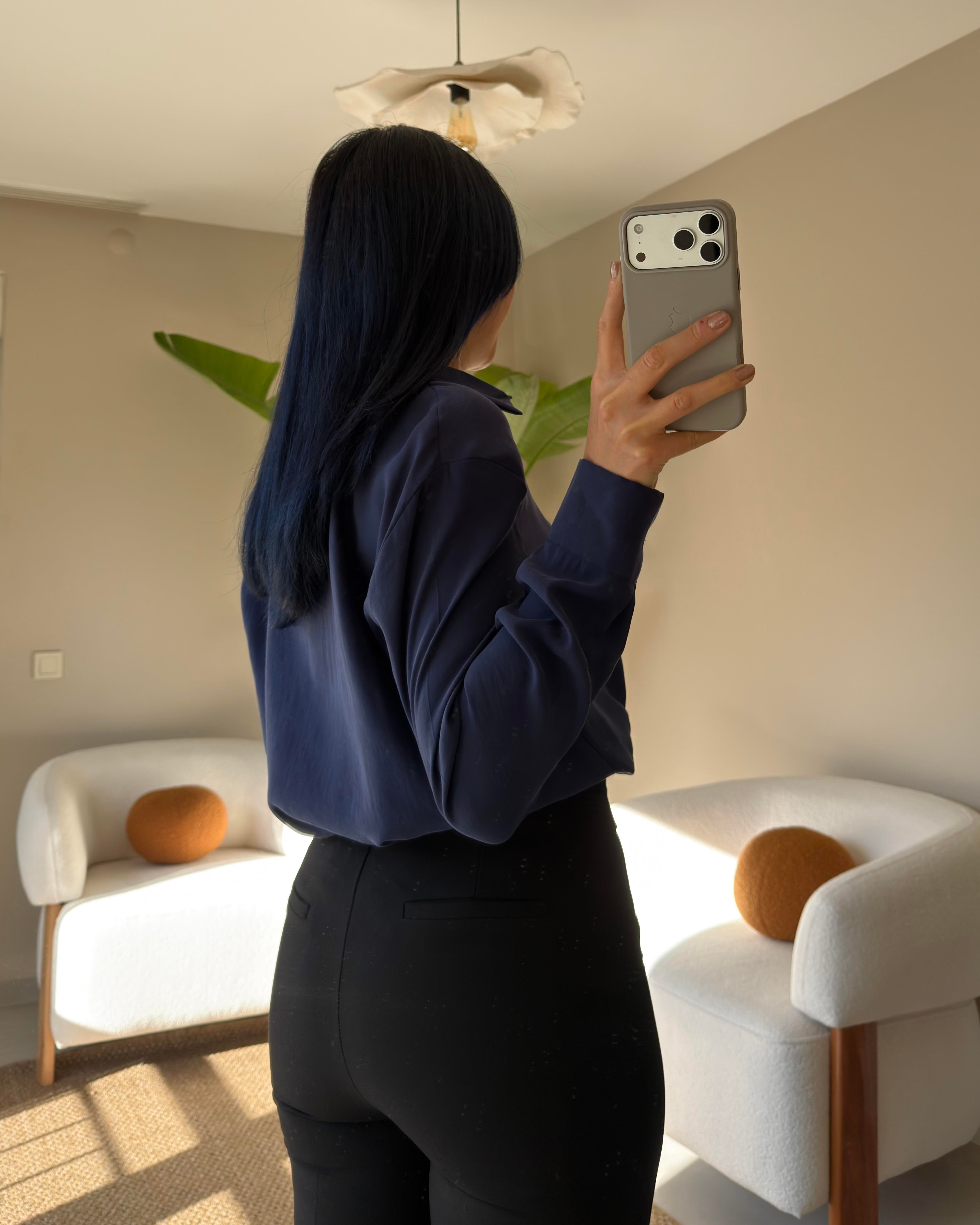 LACİVERT TENCEL GÖMLEK 