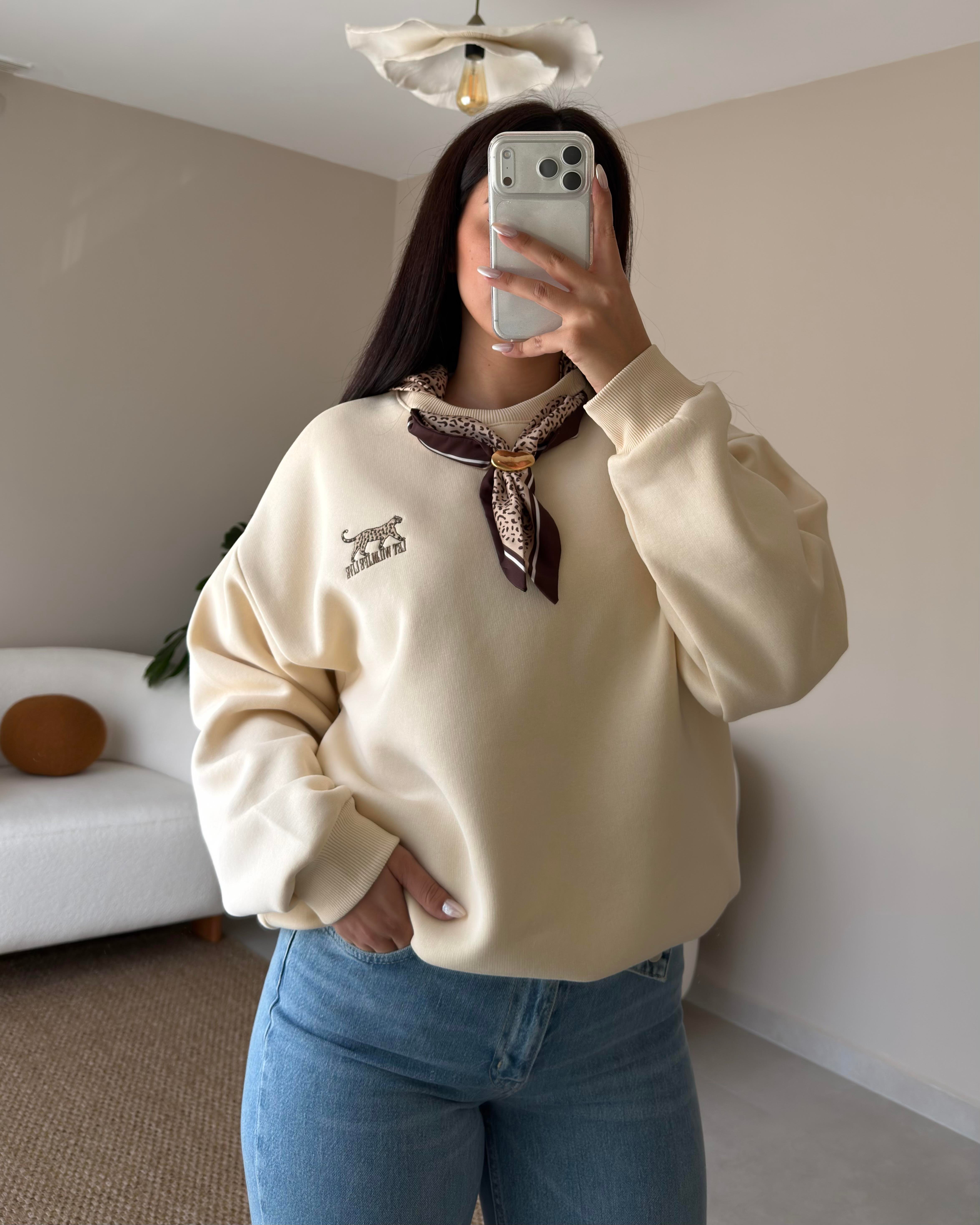 LEOPAR FULARLI SWEATSHIRT