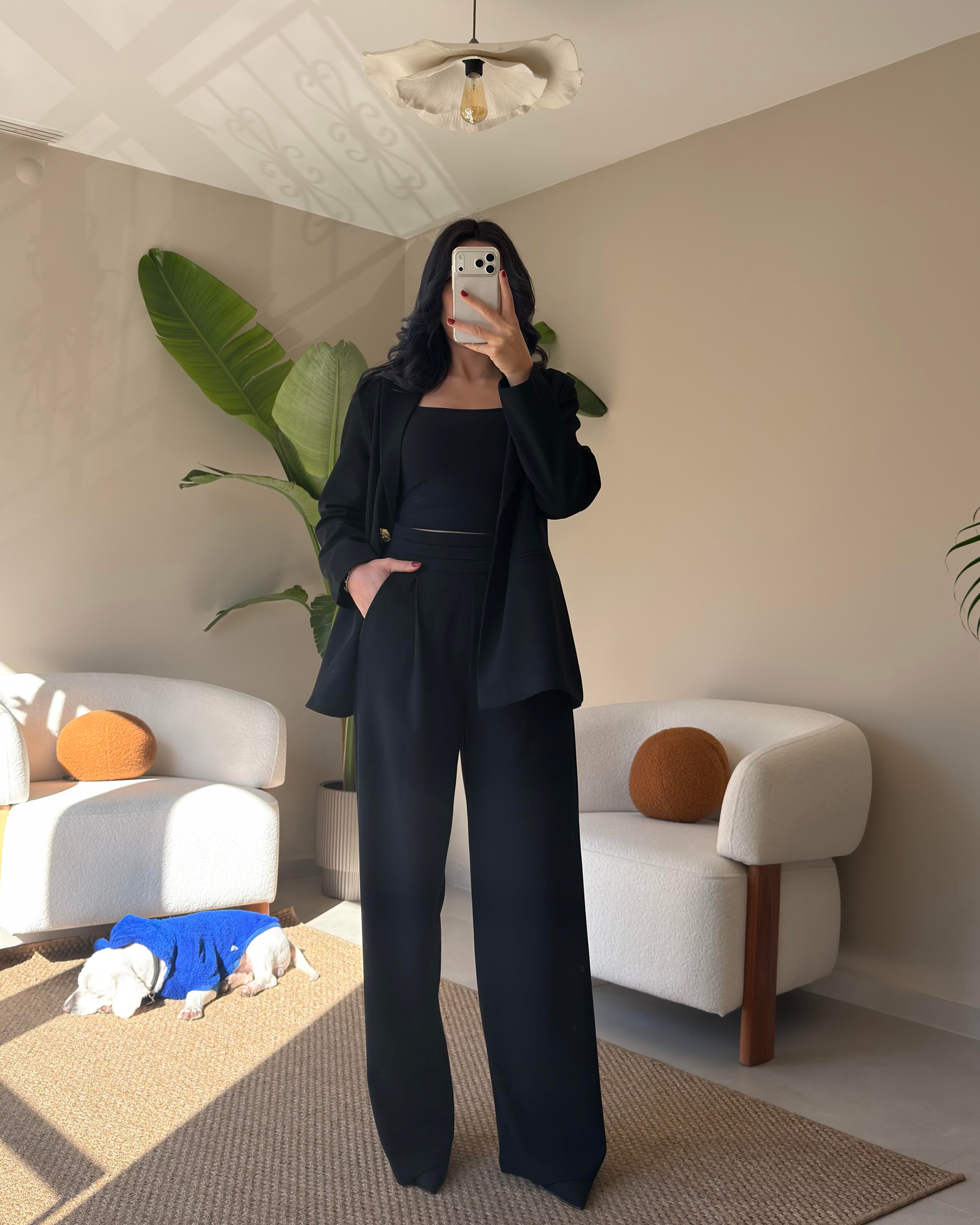 SİYAH ÇİFT GOLD DÜĞMELİ BLAZER TAKIM