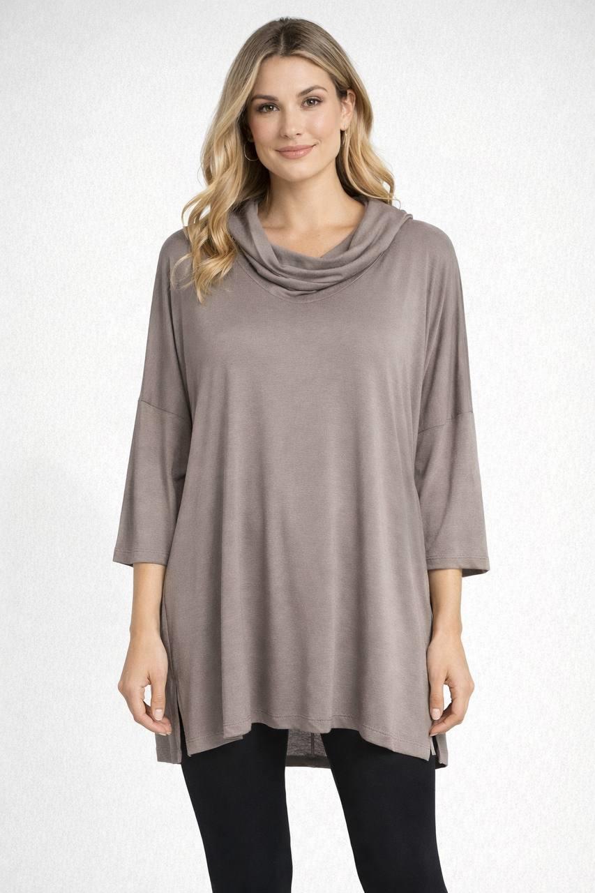 Doğal Viskon Kapüşonlu Modern Tunik