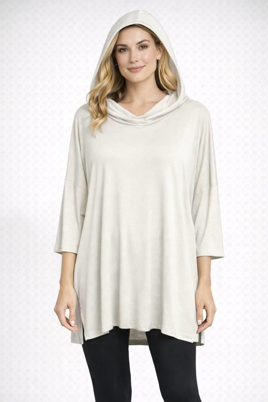 Doğal Viskon Kapüşonlu Modern Tunik