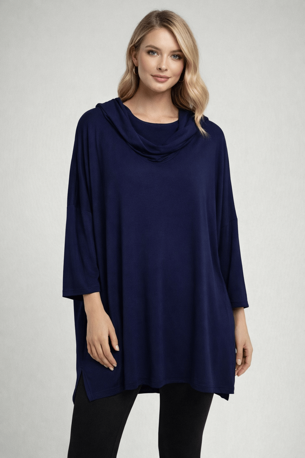 Doğal Viskon Kapüşonlu Modern Tunik