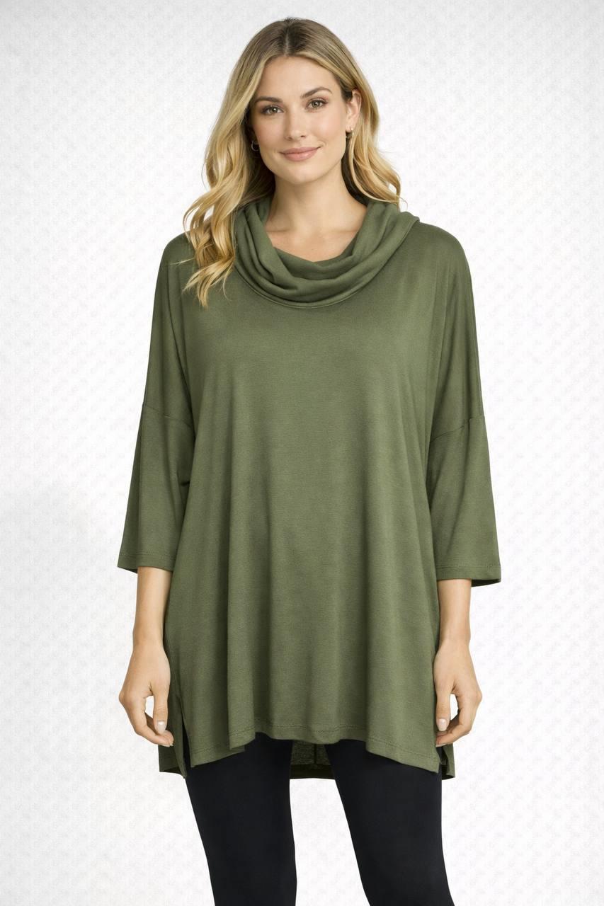 Doğal Viskon Kapüşonlu Modern Tunik