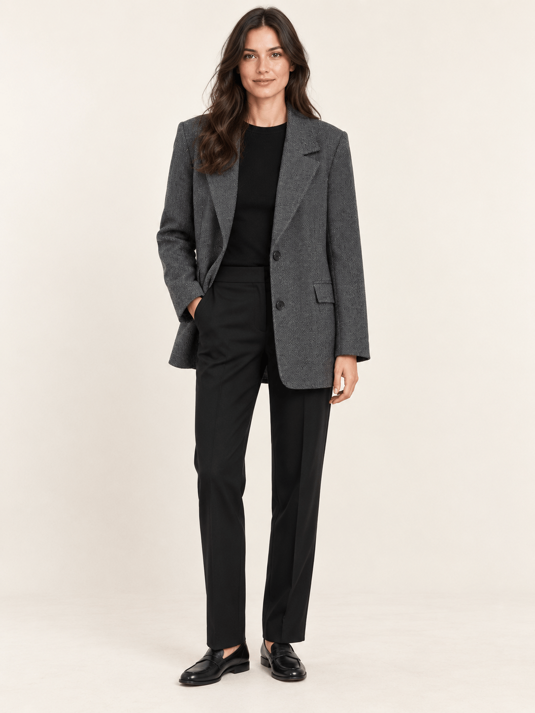 Dokulu Kumaş İki Düğmeli Blazer Ceket