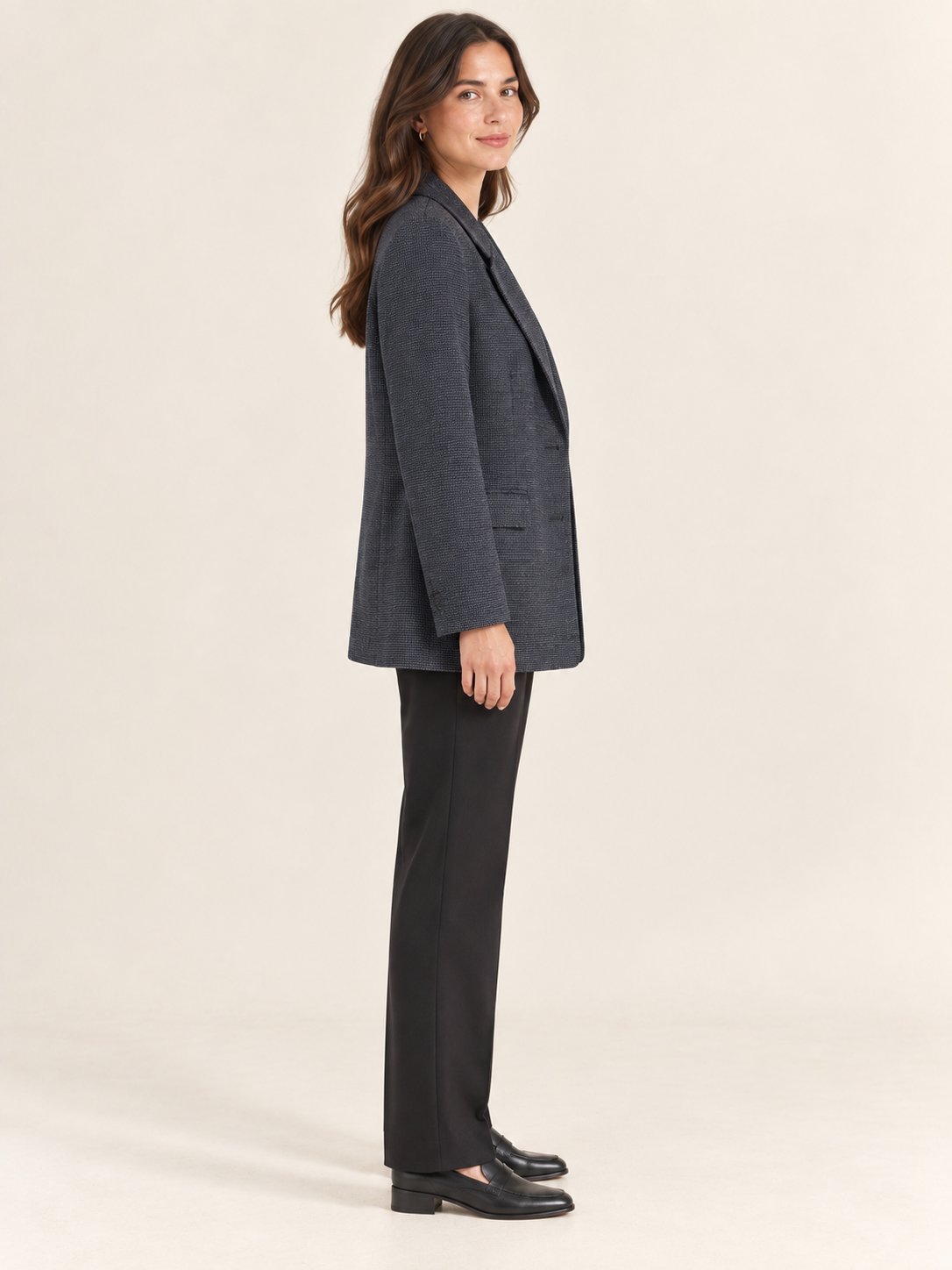 Dokulu Kumaş İki Düğmeli Blazer Ceket