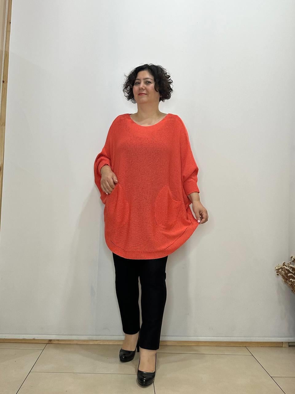 Pamuklu Merserize Oval Kesim Cepli Salaş Bluz