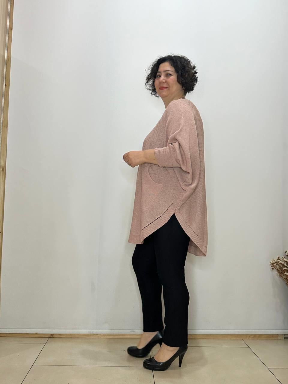 Pamuklu Merserize Oval Kesim Cepli Salaş Bluz