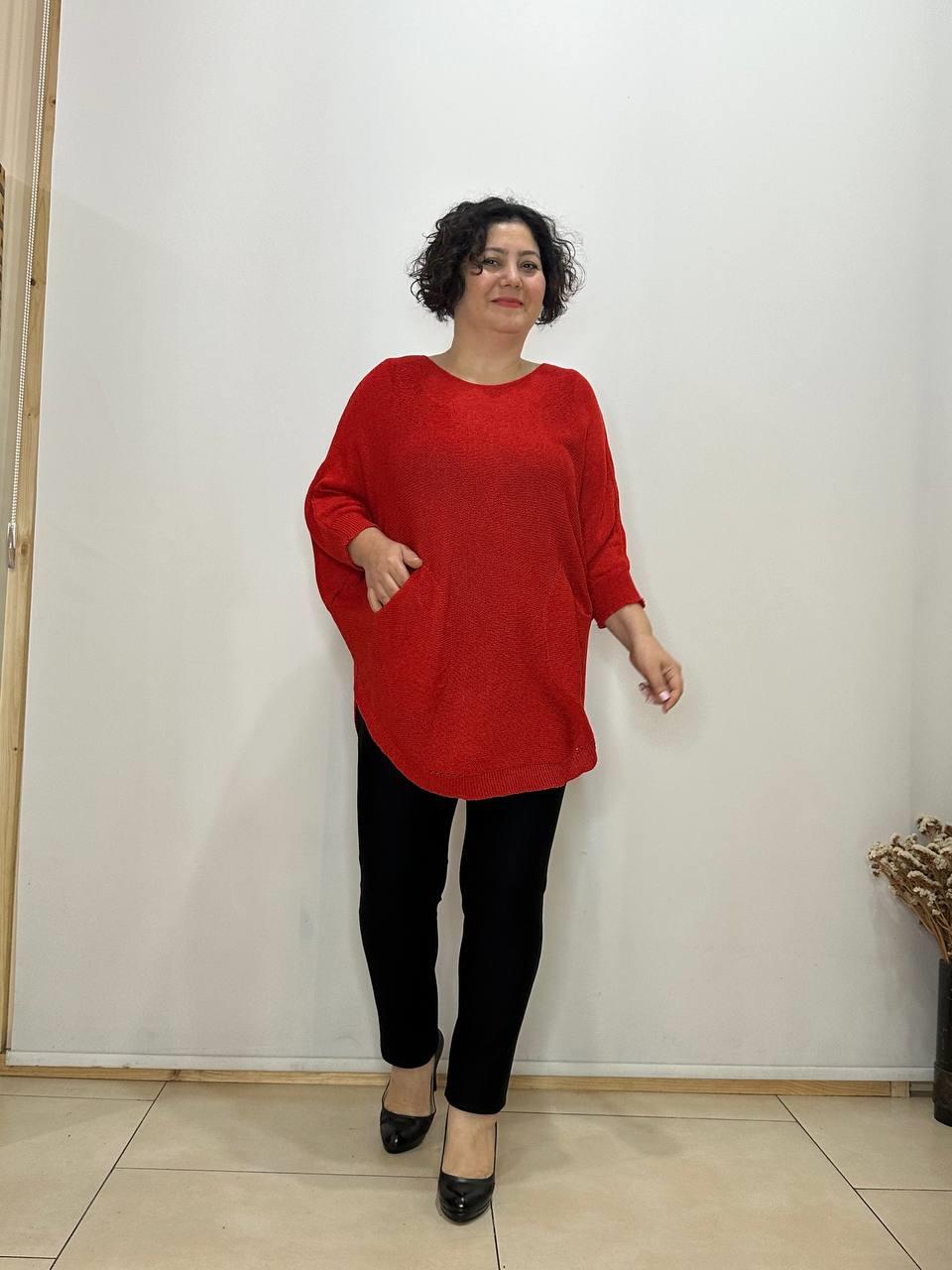 Pamuklu Merserize Oval Kesim Cepli Salaş Bluz