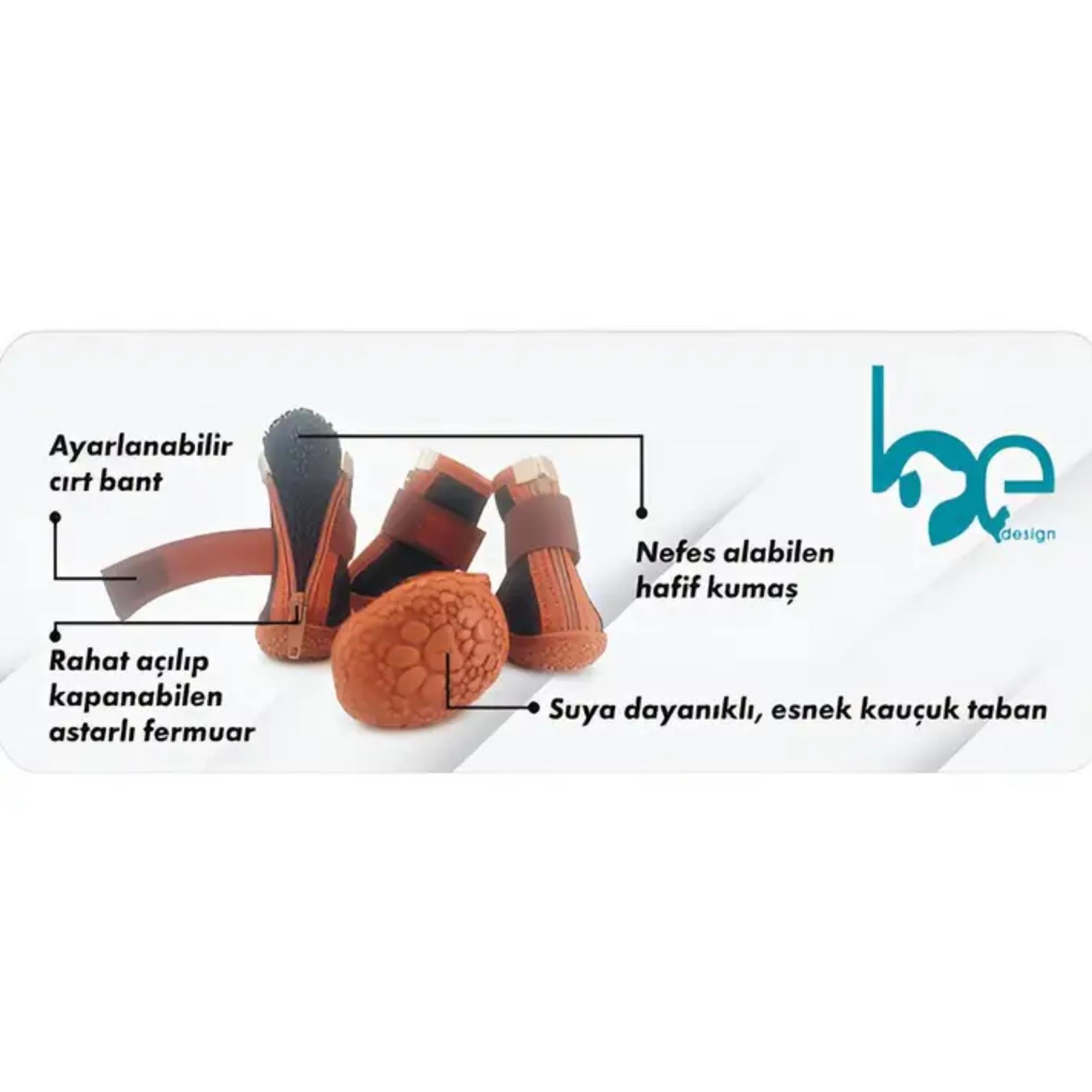 Be Design Fermuarlı Taba Siyah Köpek Ayakkabısı