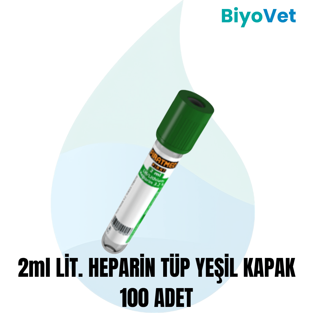 2ml LİTYUM HEPARİNLİ TÜP 100 ADET YEŞİL KAPAK