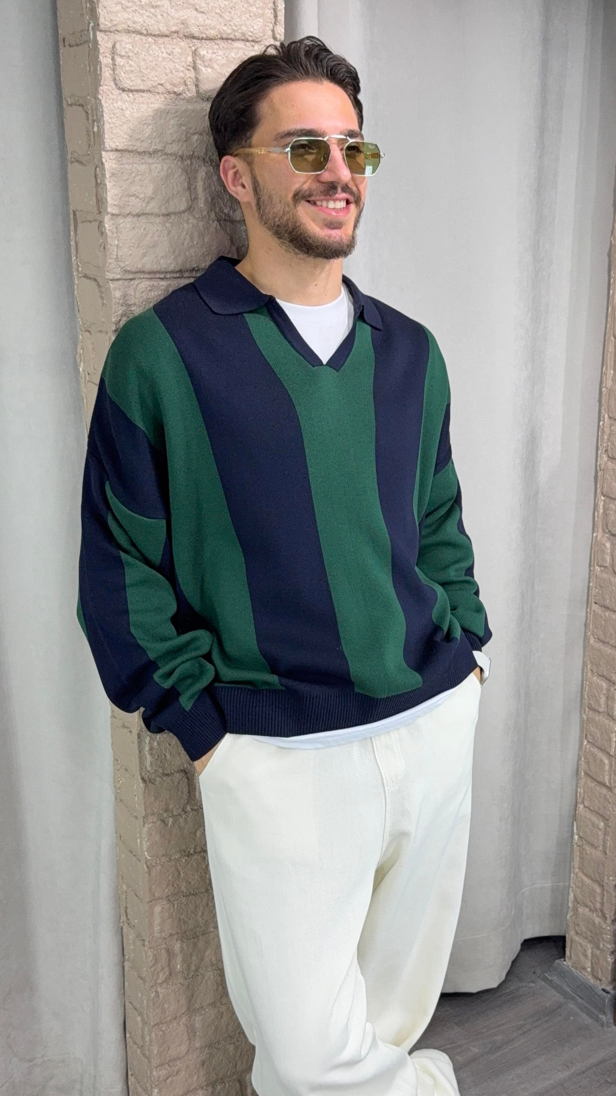 89 Yazılı Polo Yaka Oversize Kazak