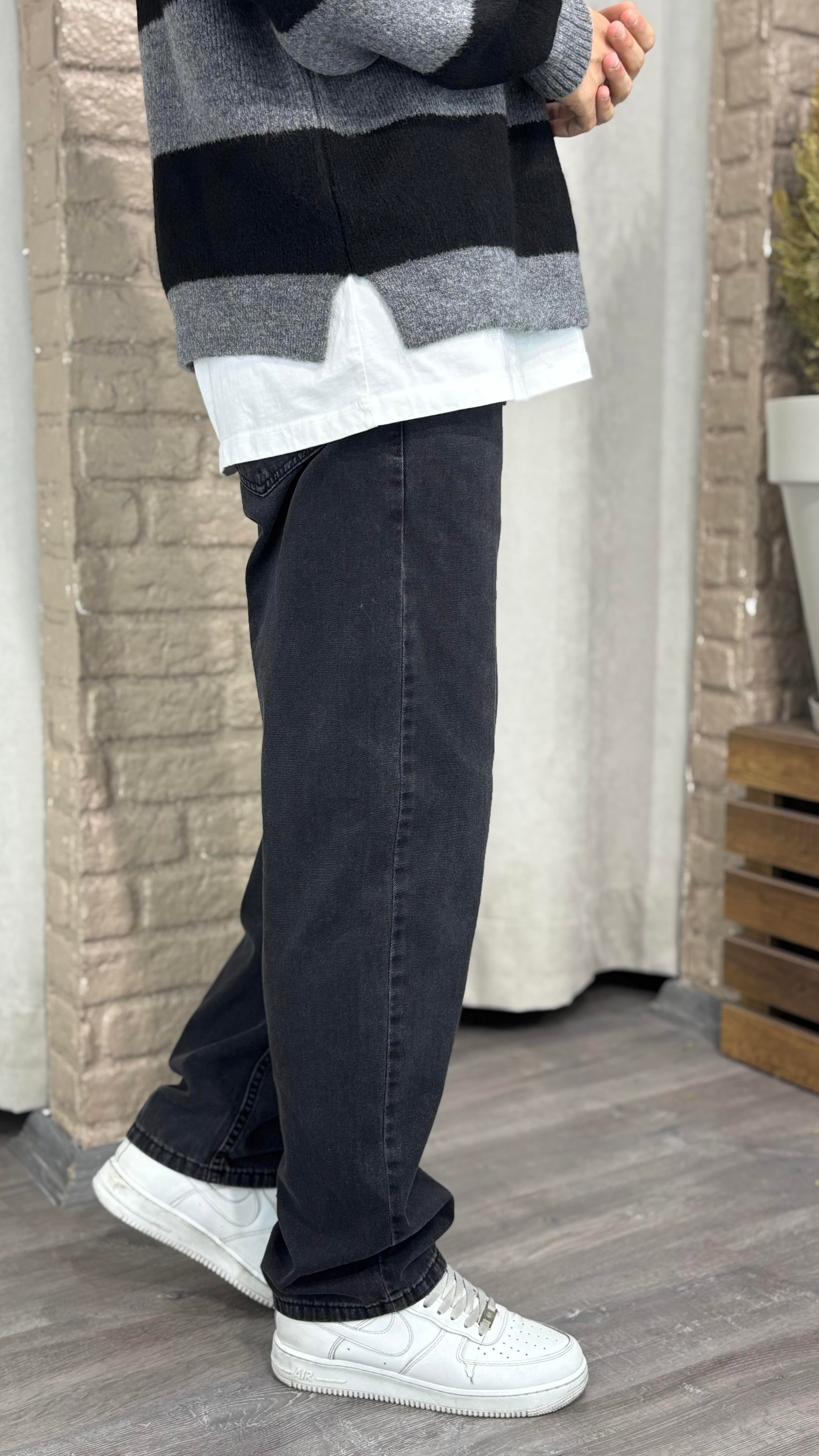 Baggy Denim Antra Lastik Bel Pantolon