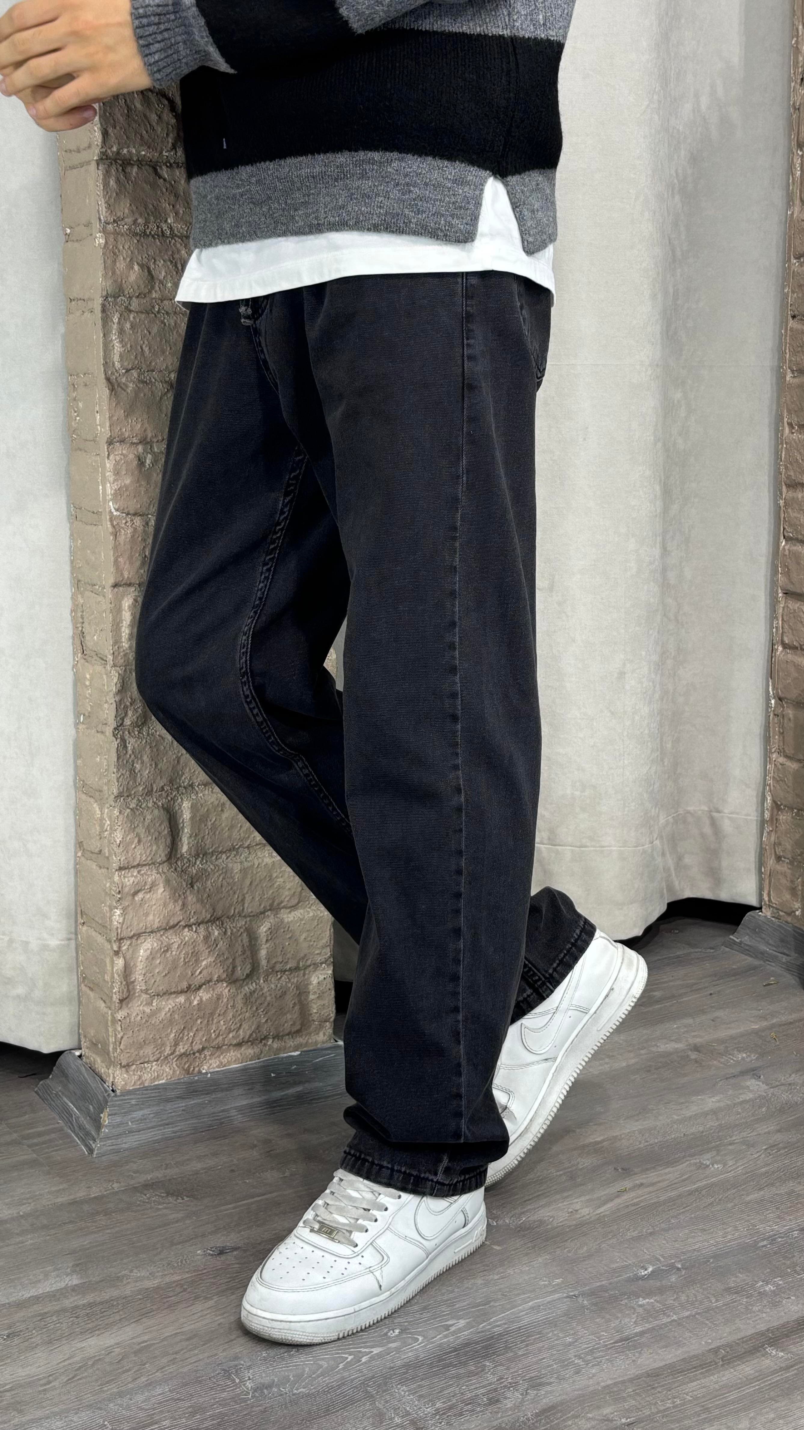 Baggy Denim Antra Lastik Bel Pantolon