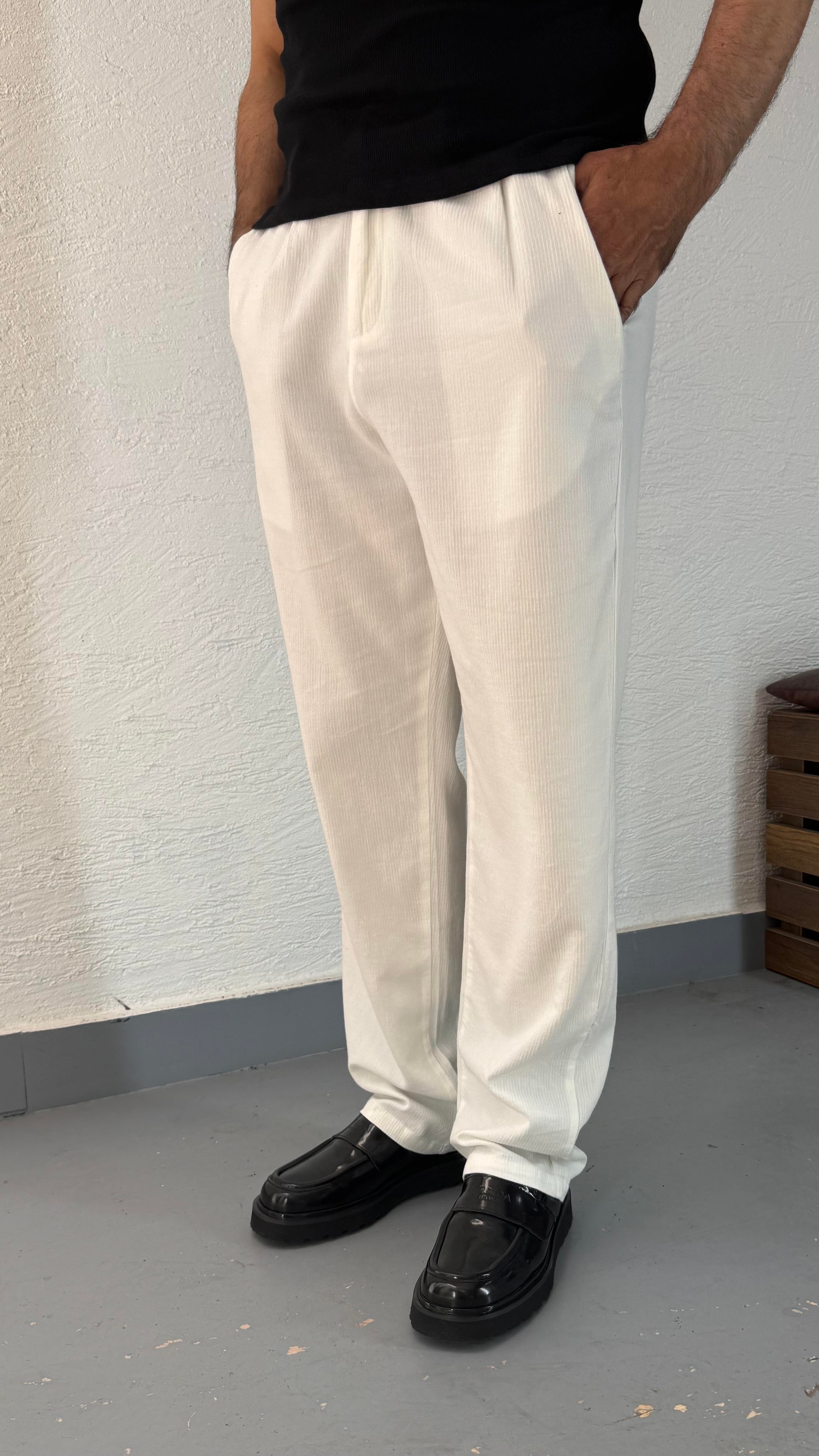 Baggy İnce Çizgi Desen Pantolon