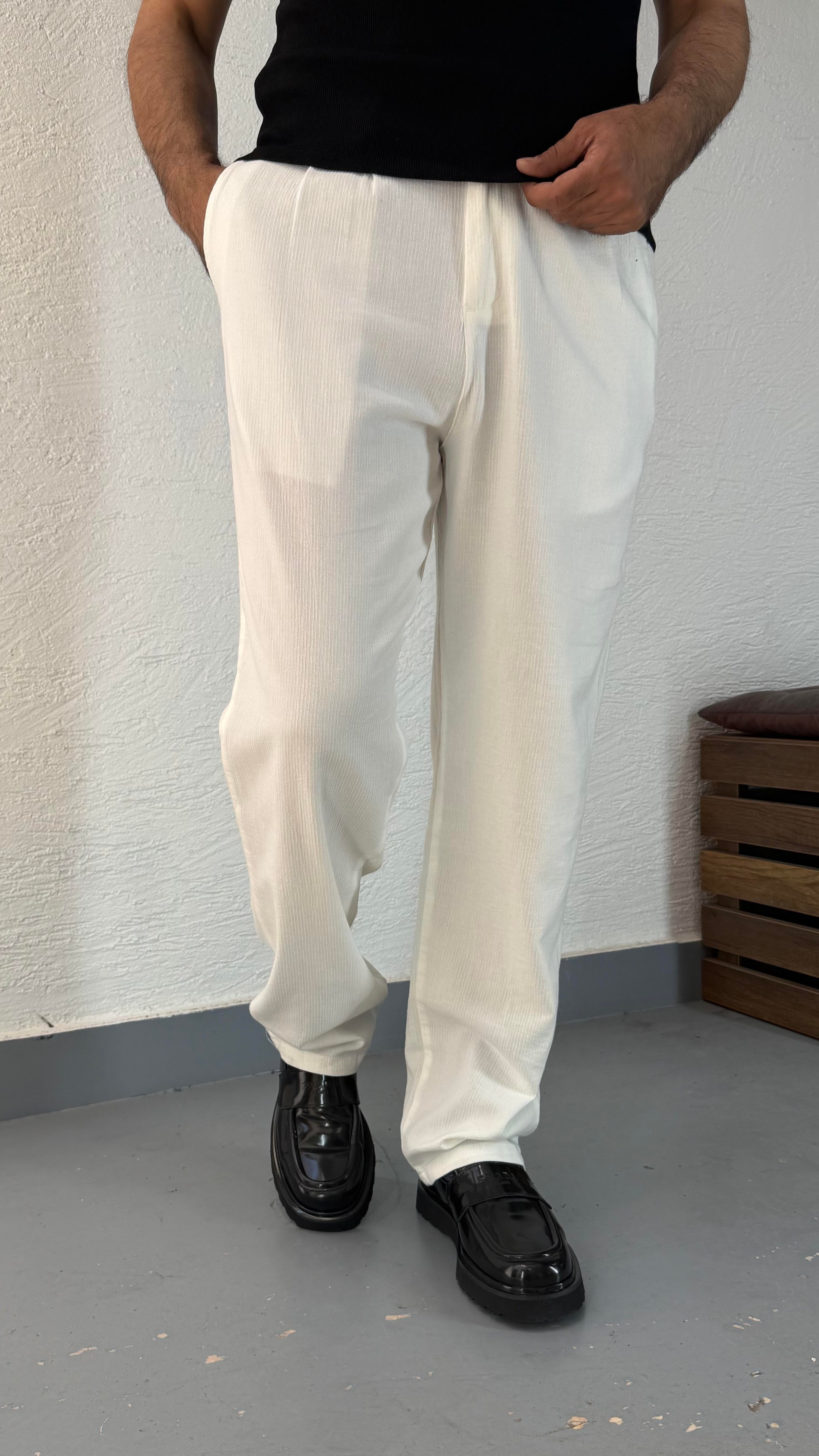 Baggy İnce Çizgi Desen Pantolon