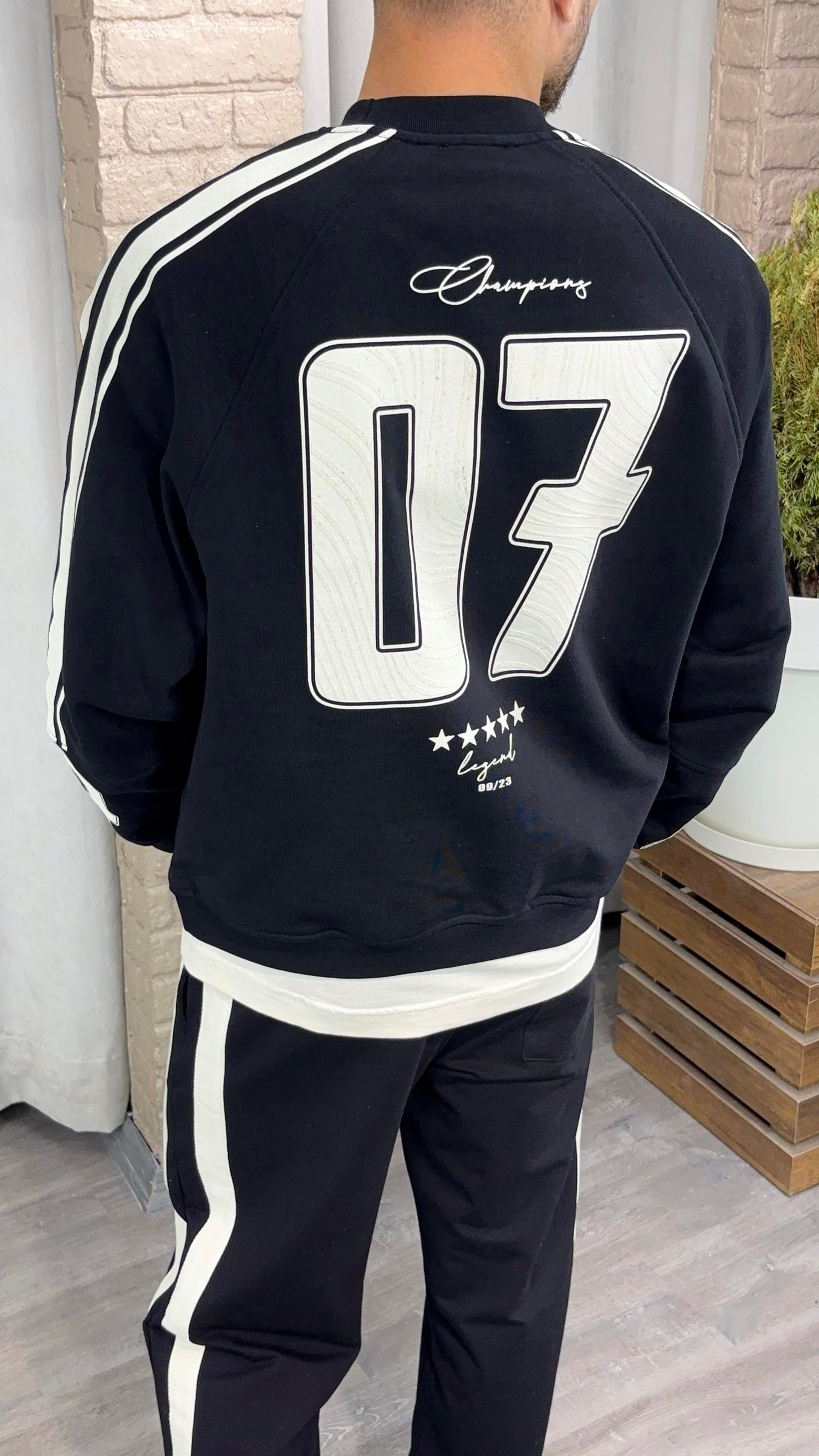 Baskılı Oversize Bisiklet Yaka Sweatshirt