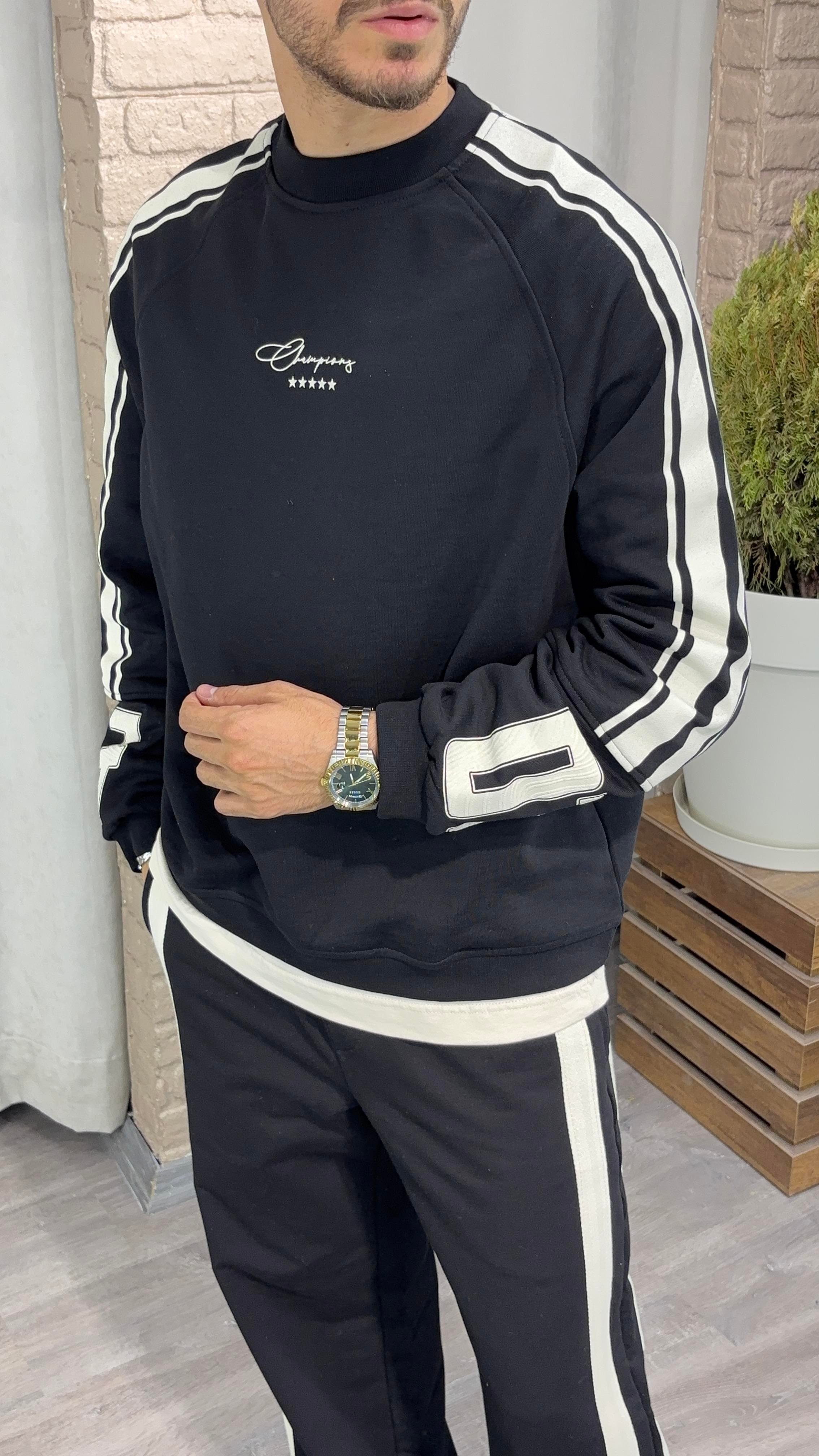 Baskılı Oversize Bisiklet Yaka Sweatshirt