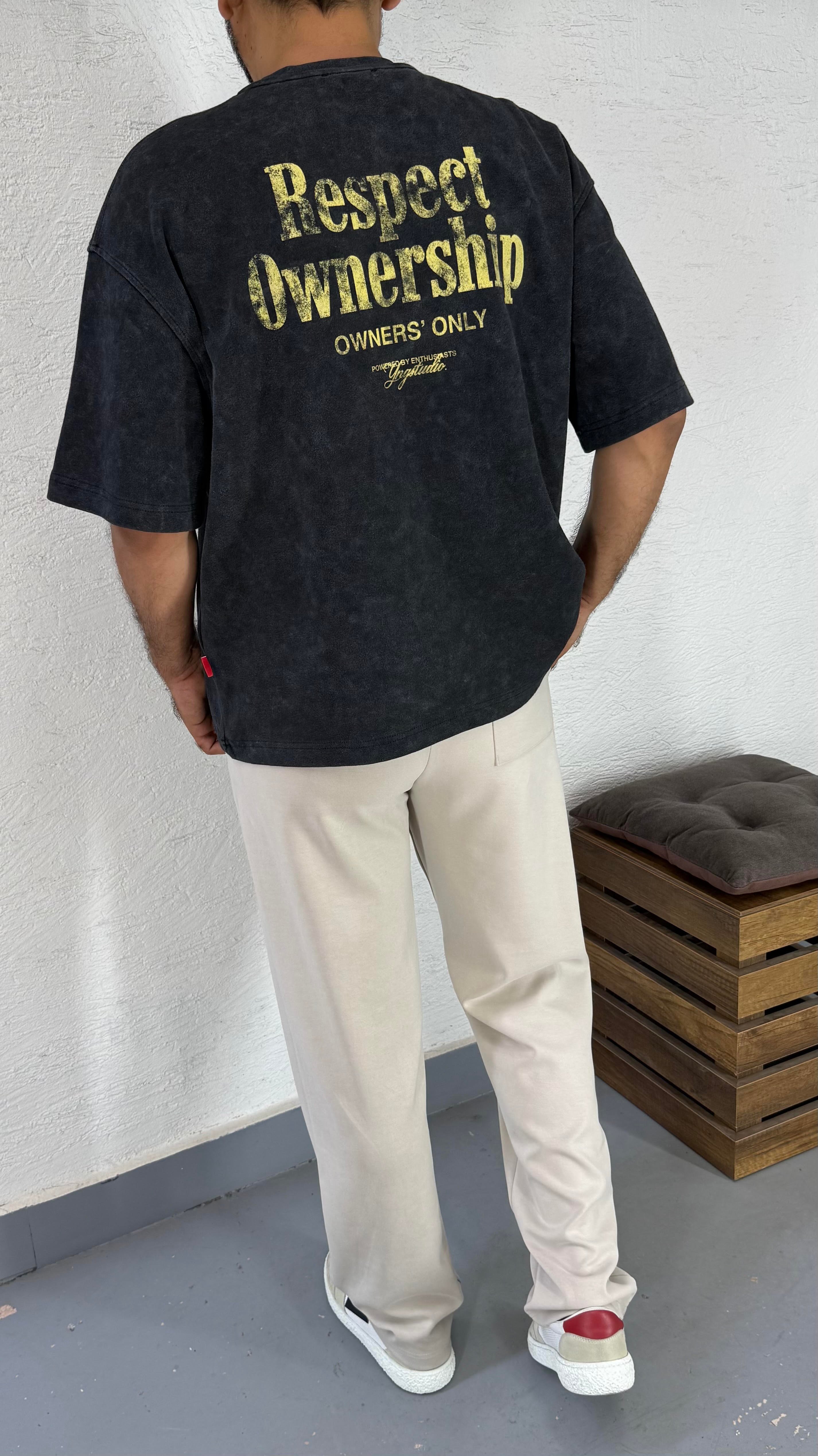 Boxy Fit Yıkamalı Baskı Detay Tshirt