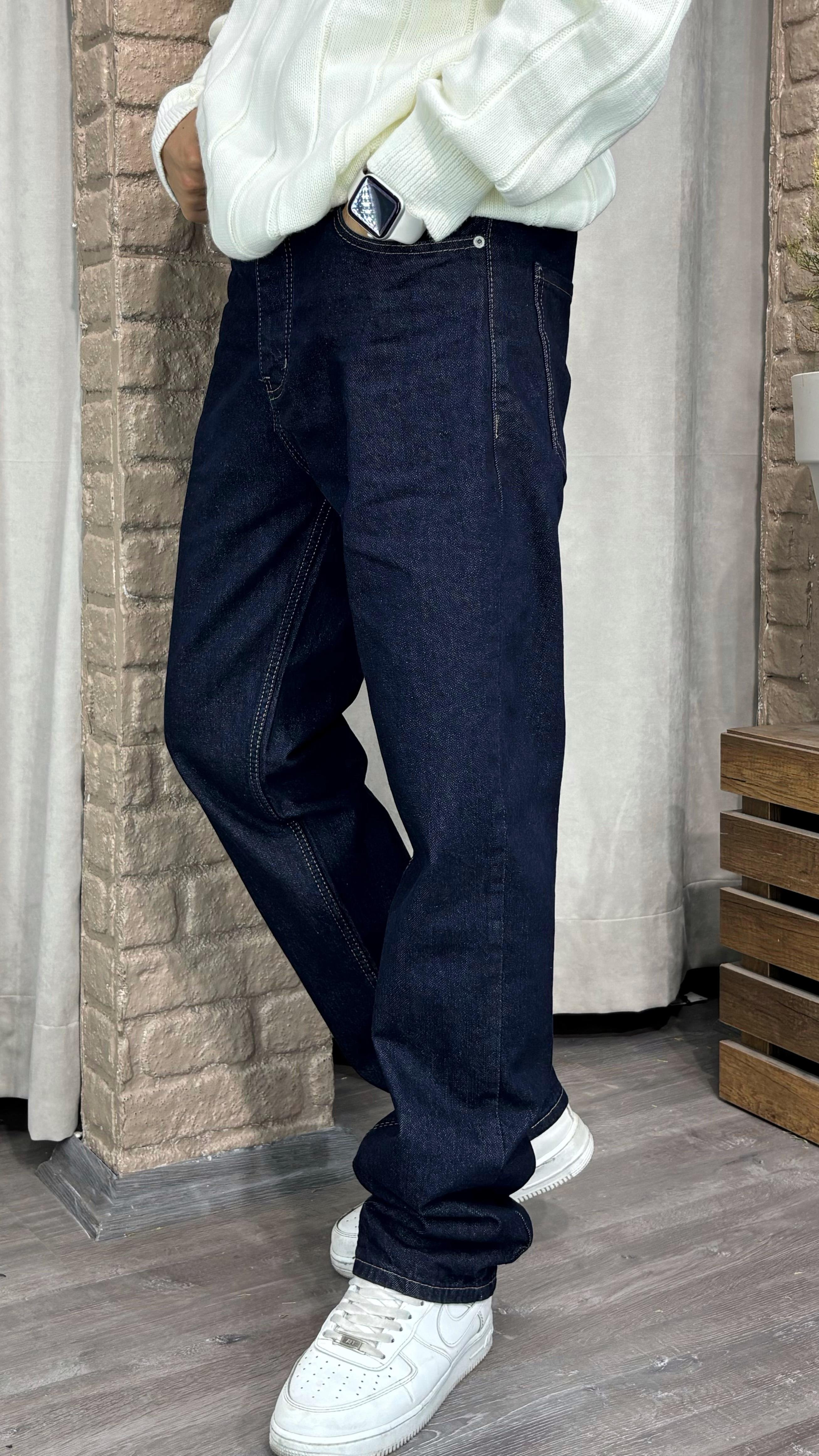 Denim Baggy Lacivert Pantolon