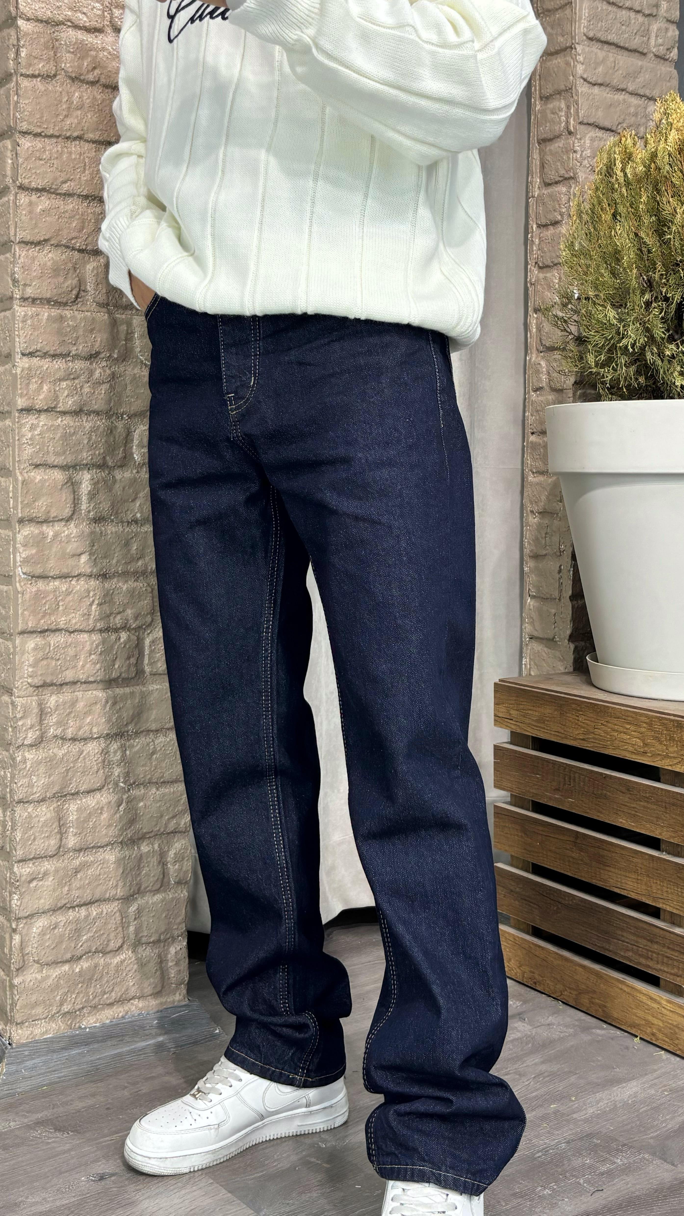 Denim Baggy Lacivert Pantolon