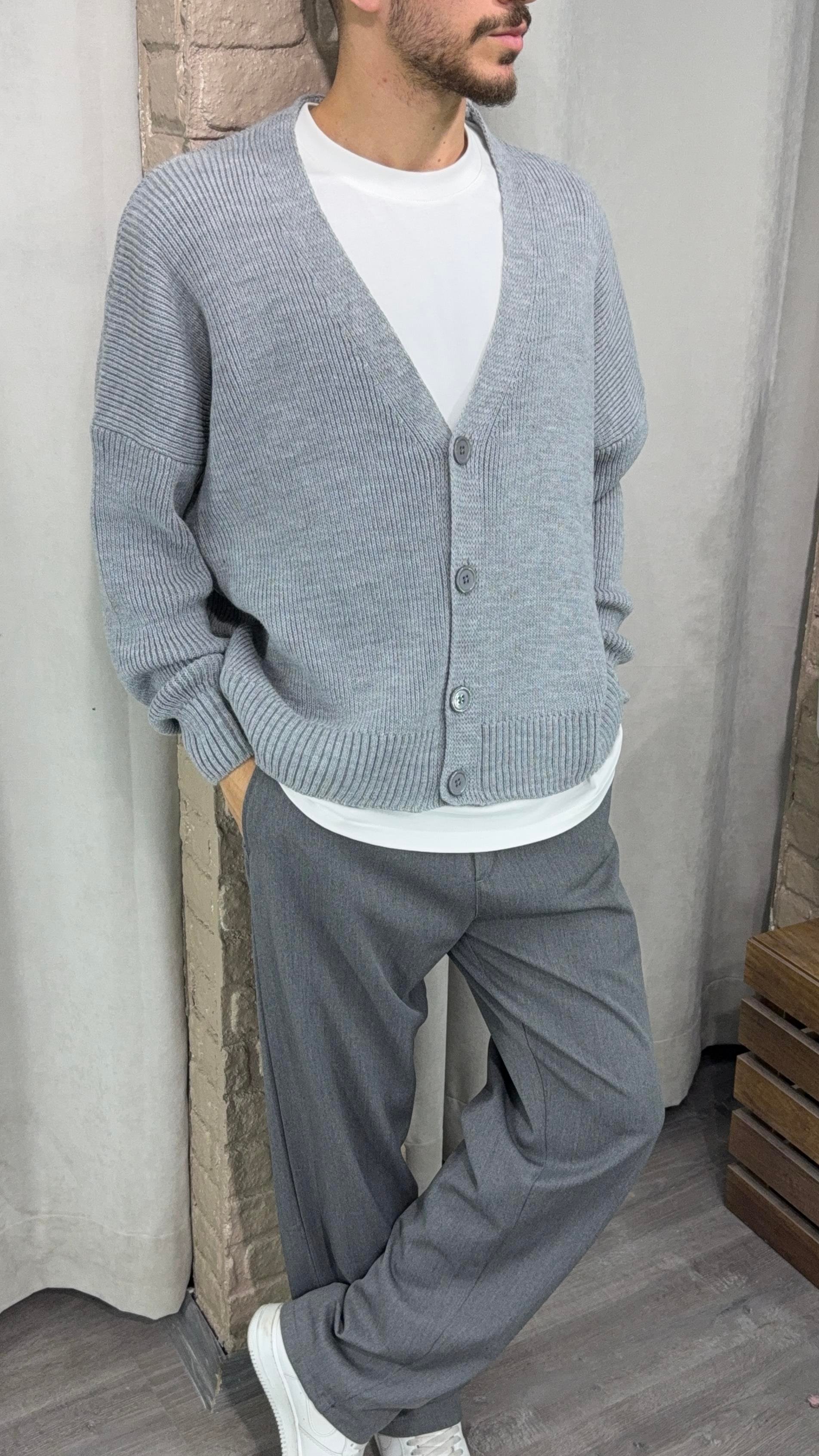 Düğmeli Oversize Hırka