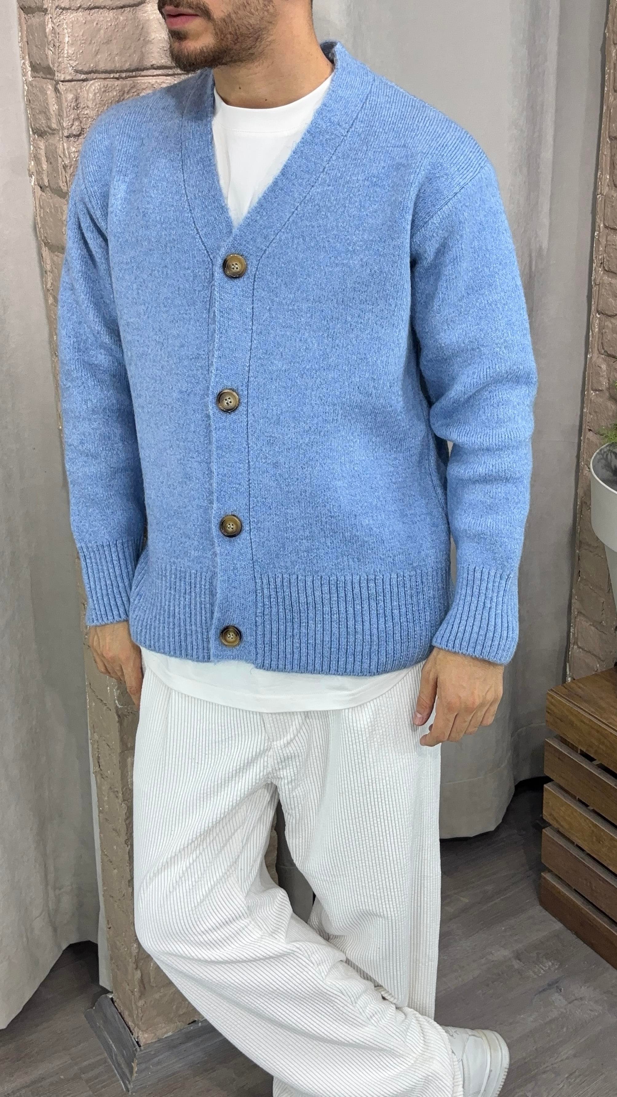 Düğmeli Oversize Yün Triko
