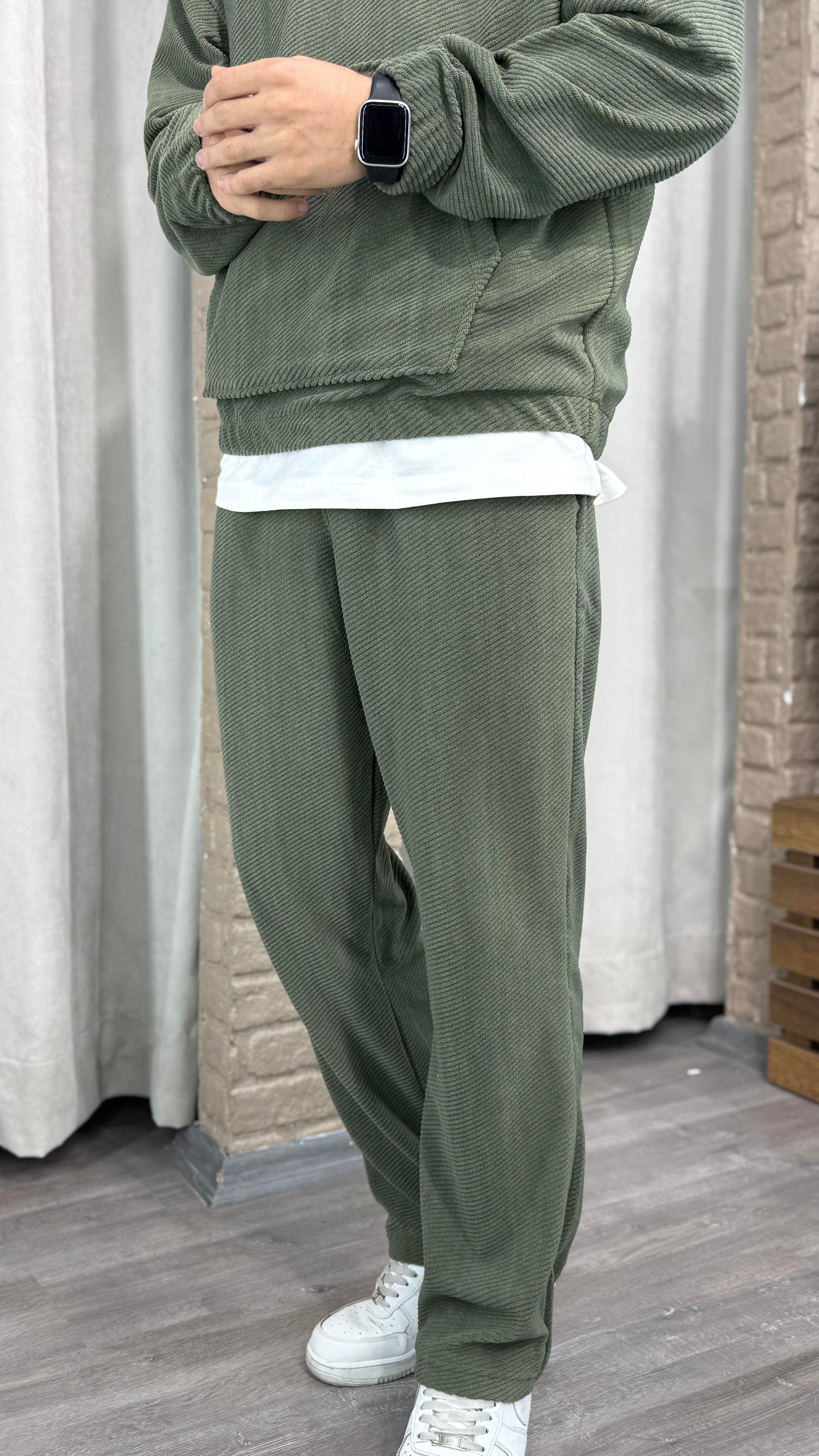 Kadife Oversize Fermuarlı Sweat ve Baggy Kadife Pantolon