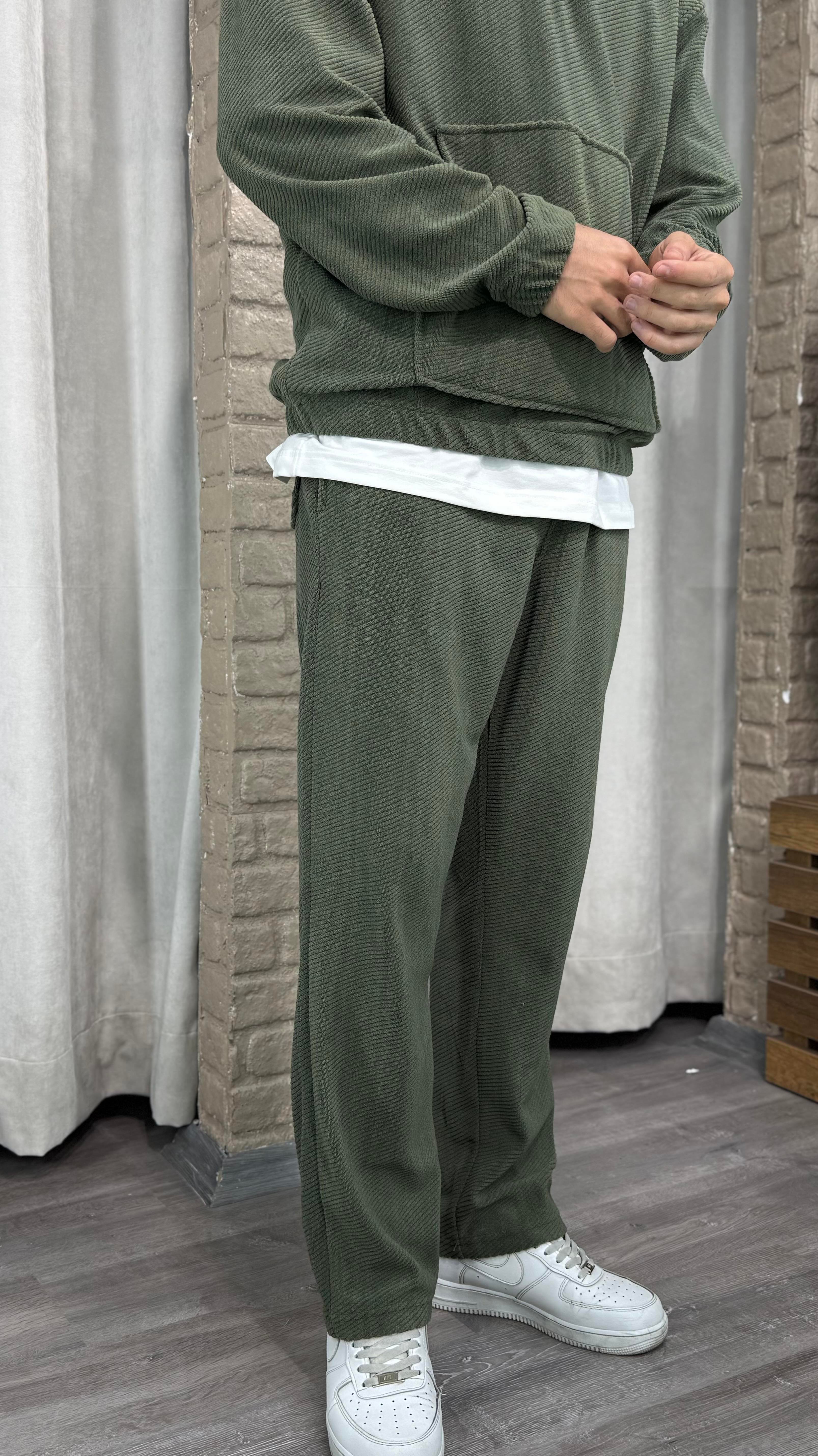 Kadife Oversize Fermuarlı Sweat ve Baggy Kadife Pantolon