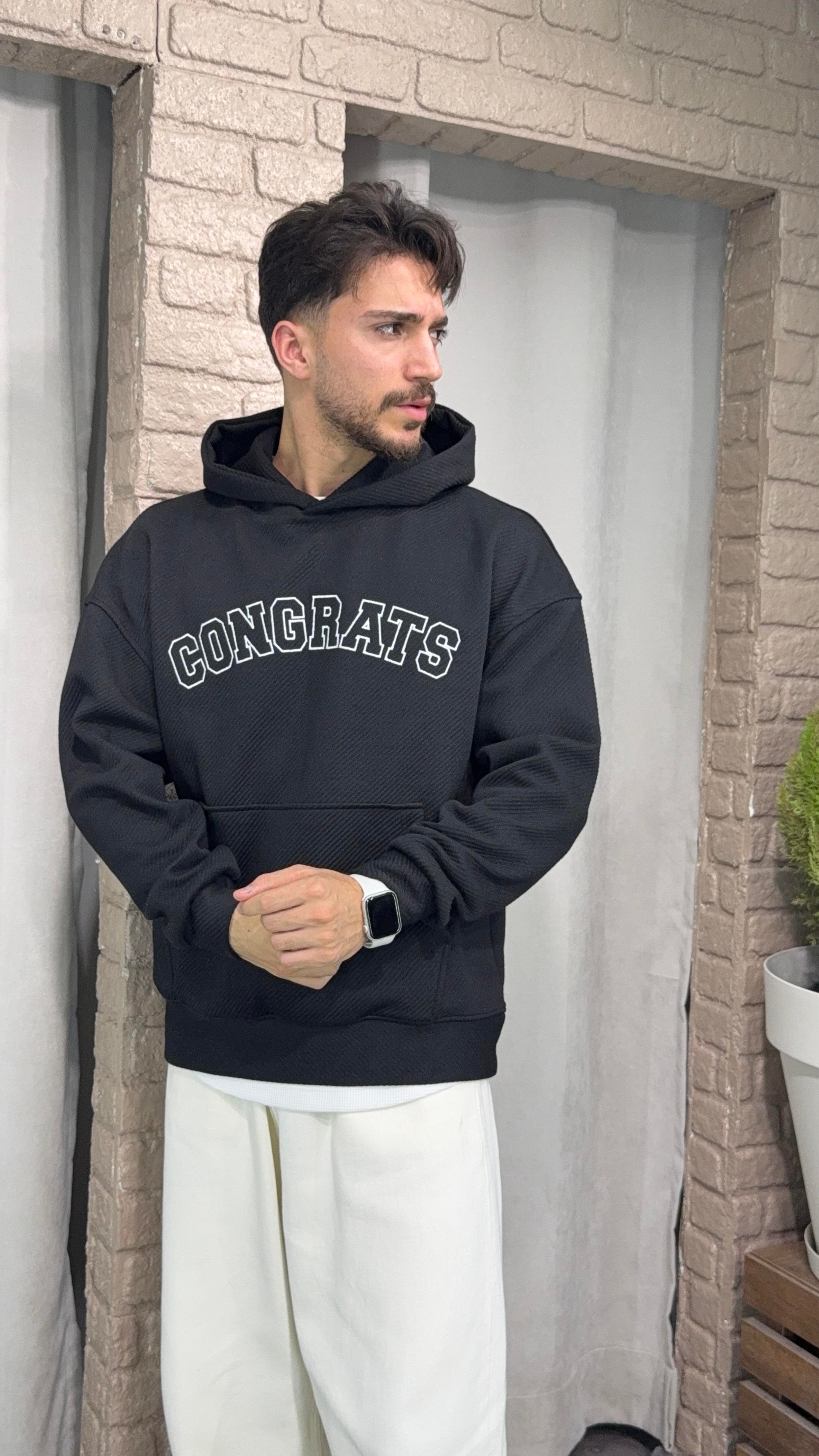 Kapüşonlu Nakış Detay Sweatshirt